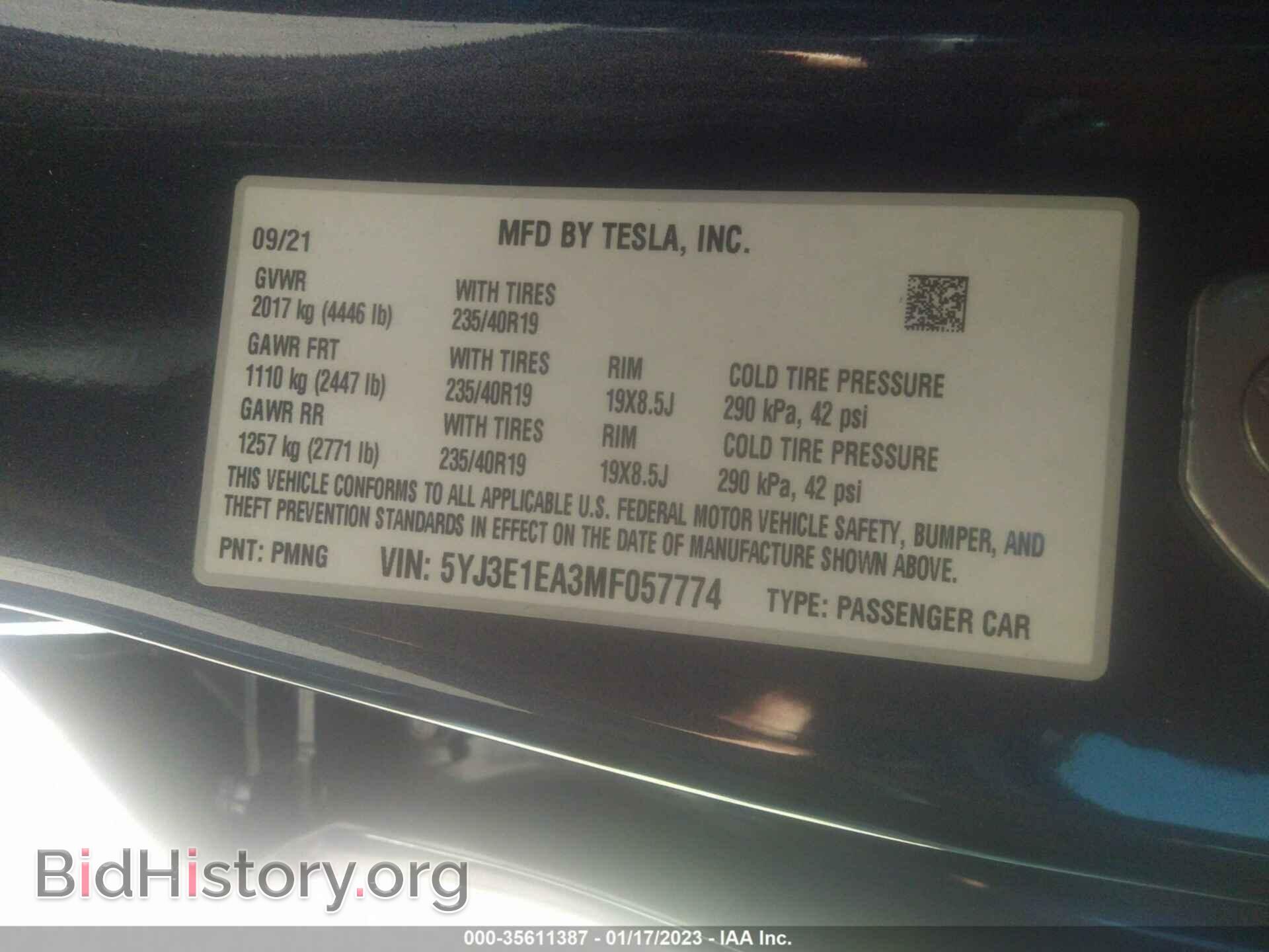 2021 TESLA MODEL 3 - VIN: 5YJ3E1EA3MF057774 - Photo 9