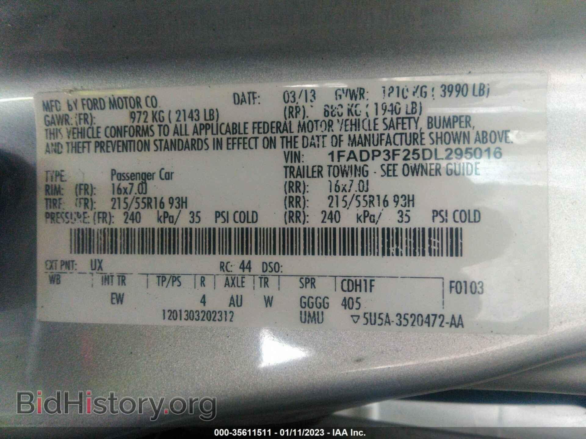 2013 FORD FOCUS - VIN: 1FADP3F25DL295016 - Фото 9