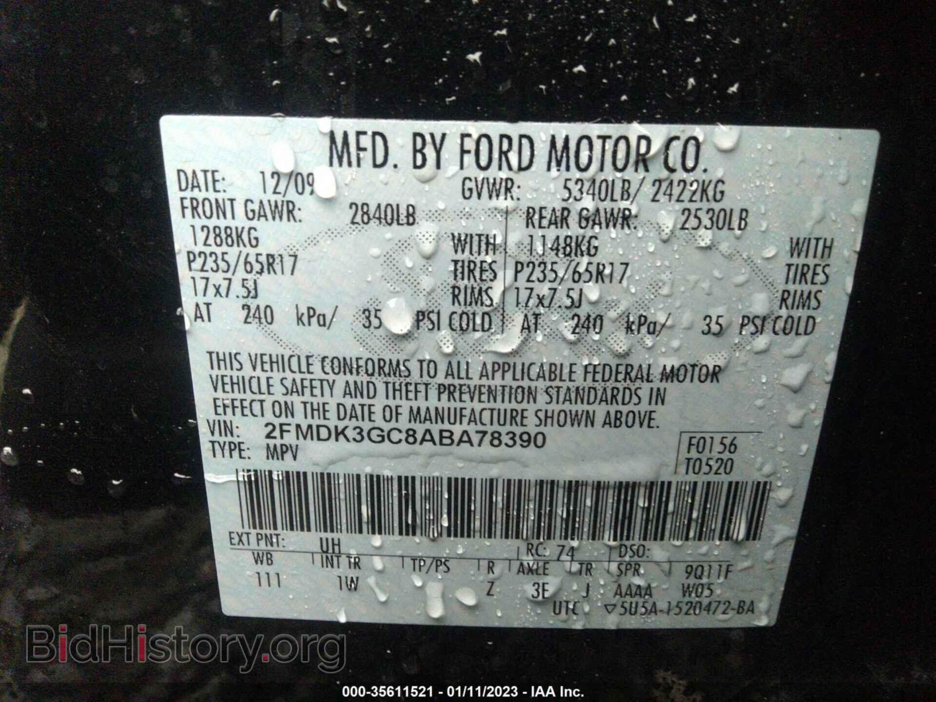 2010 FORD EDGE - VIN: 2FMDK3GC8ABA78390 - Фото 9