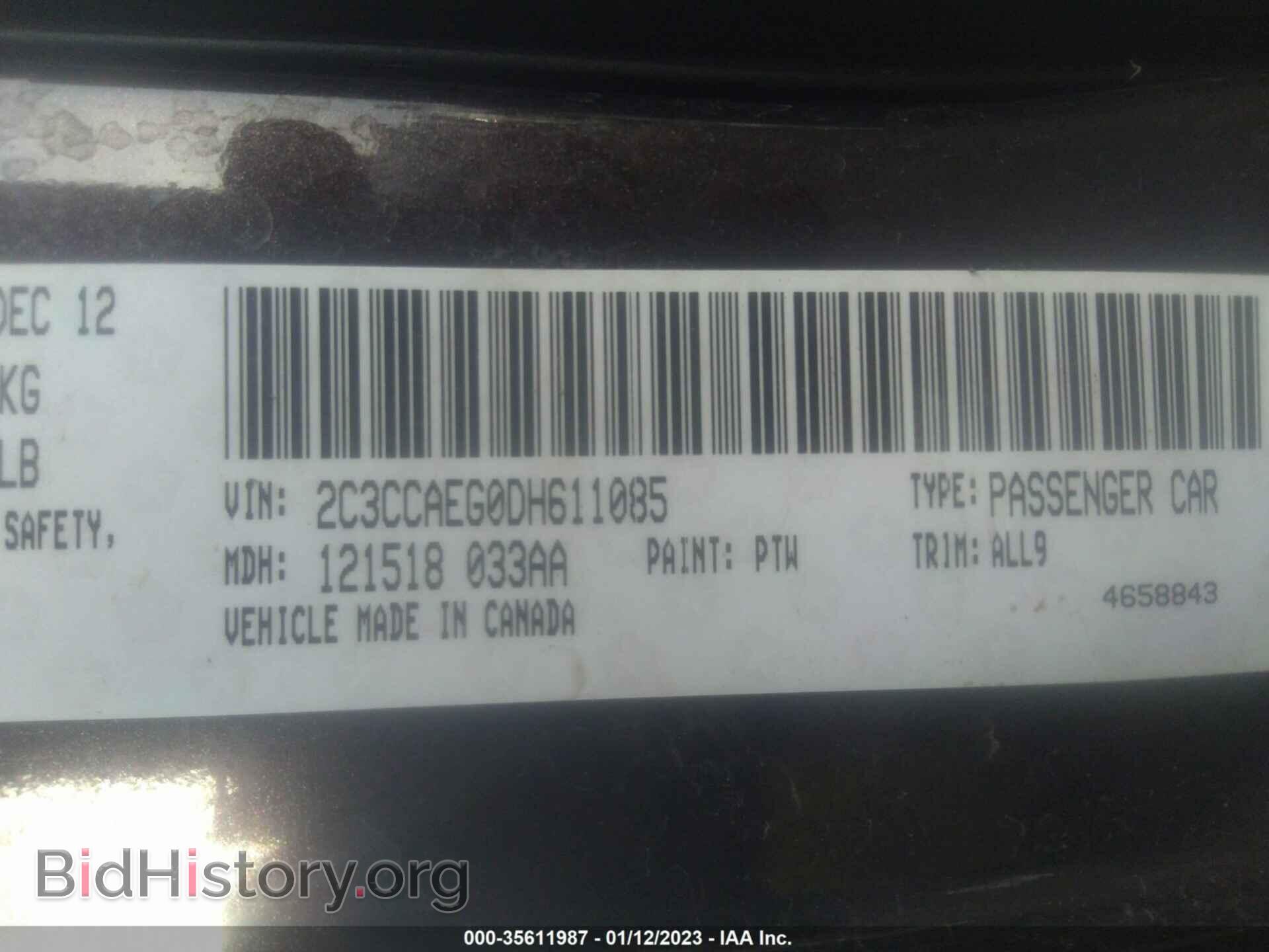 2013 CHRYSLER 300 - VIN: 2C3CCAEG0DH611085 - Фото 9