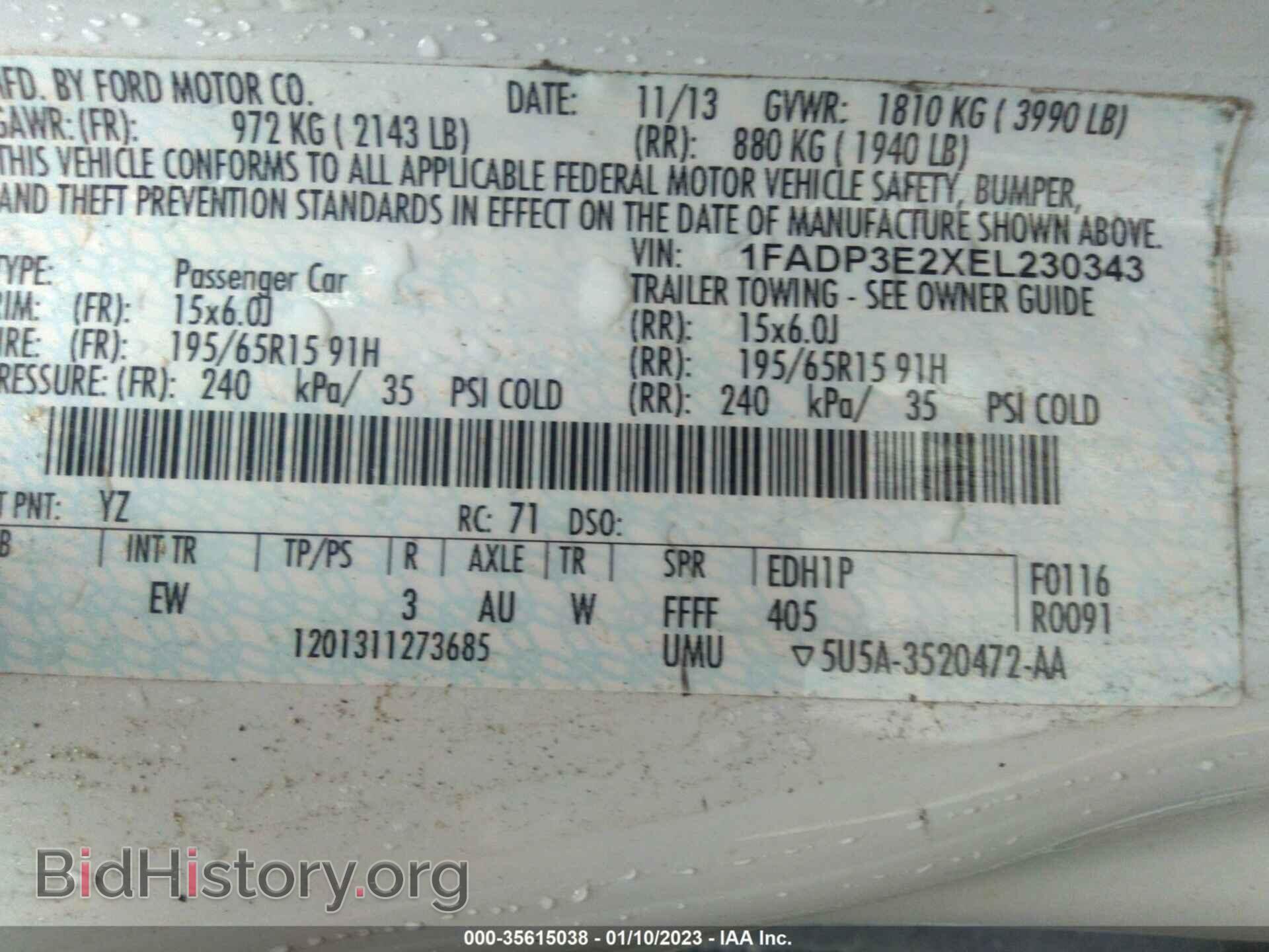 2014 FORD FOCUS - VIN: 1FADP3E2XEL230343 - Фото 9
