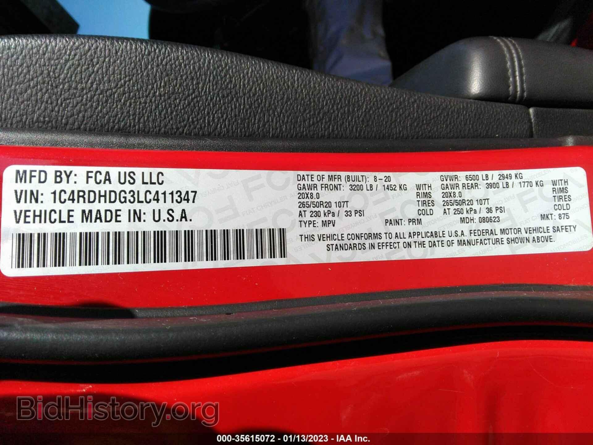 2020 DODGE DURANGO - VIN: 1C4RDHDG3LC411347 - Фото 9