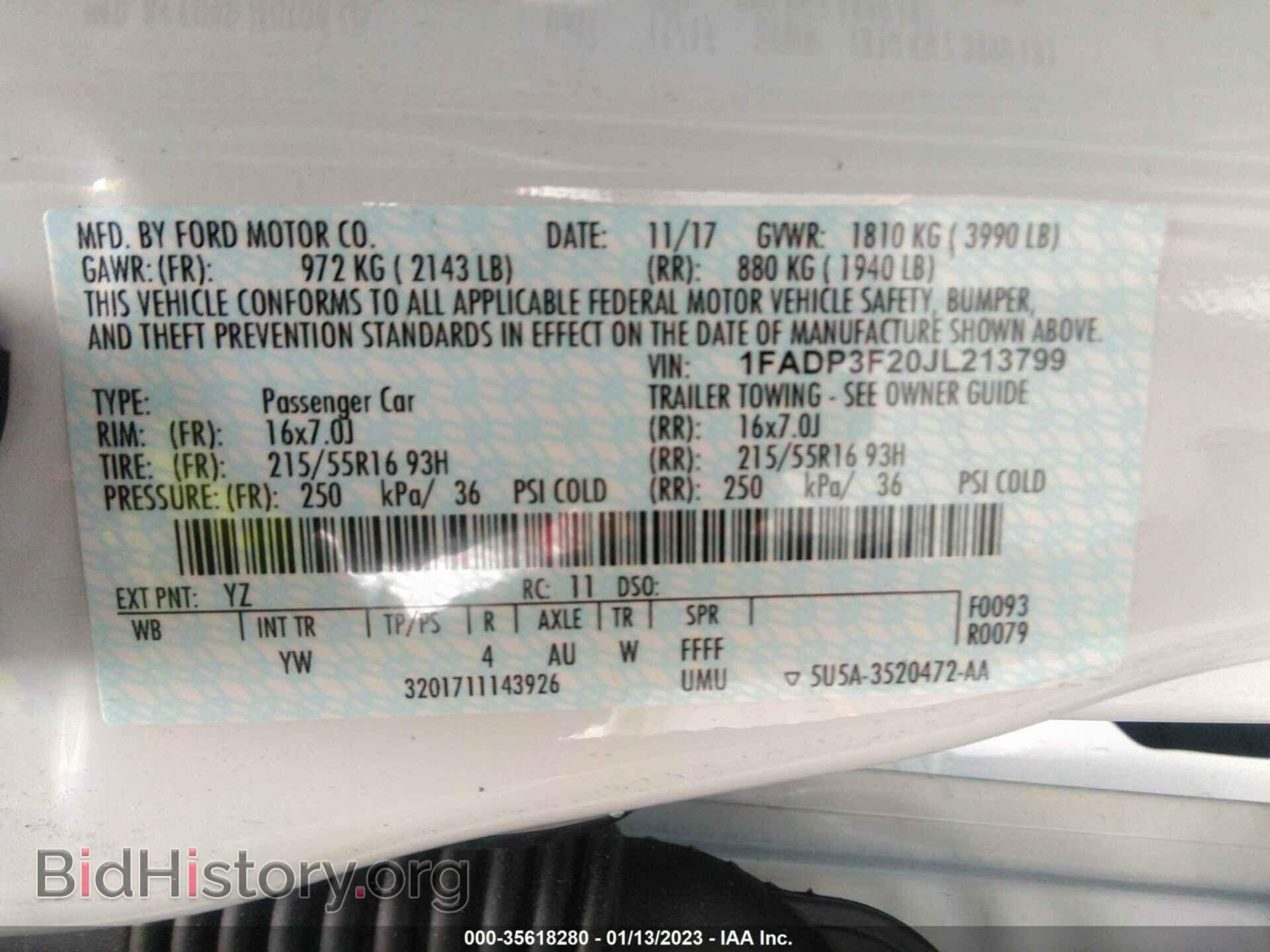 2018 FORD FOCUS - VIN: 1FADP3F20JL213799 - Photo 9