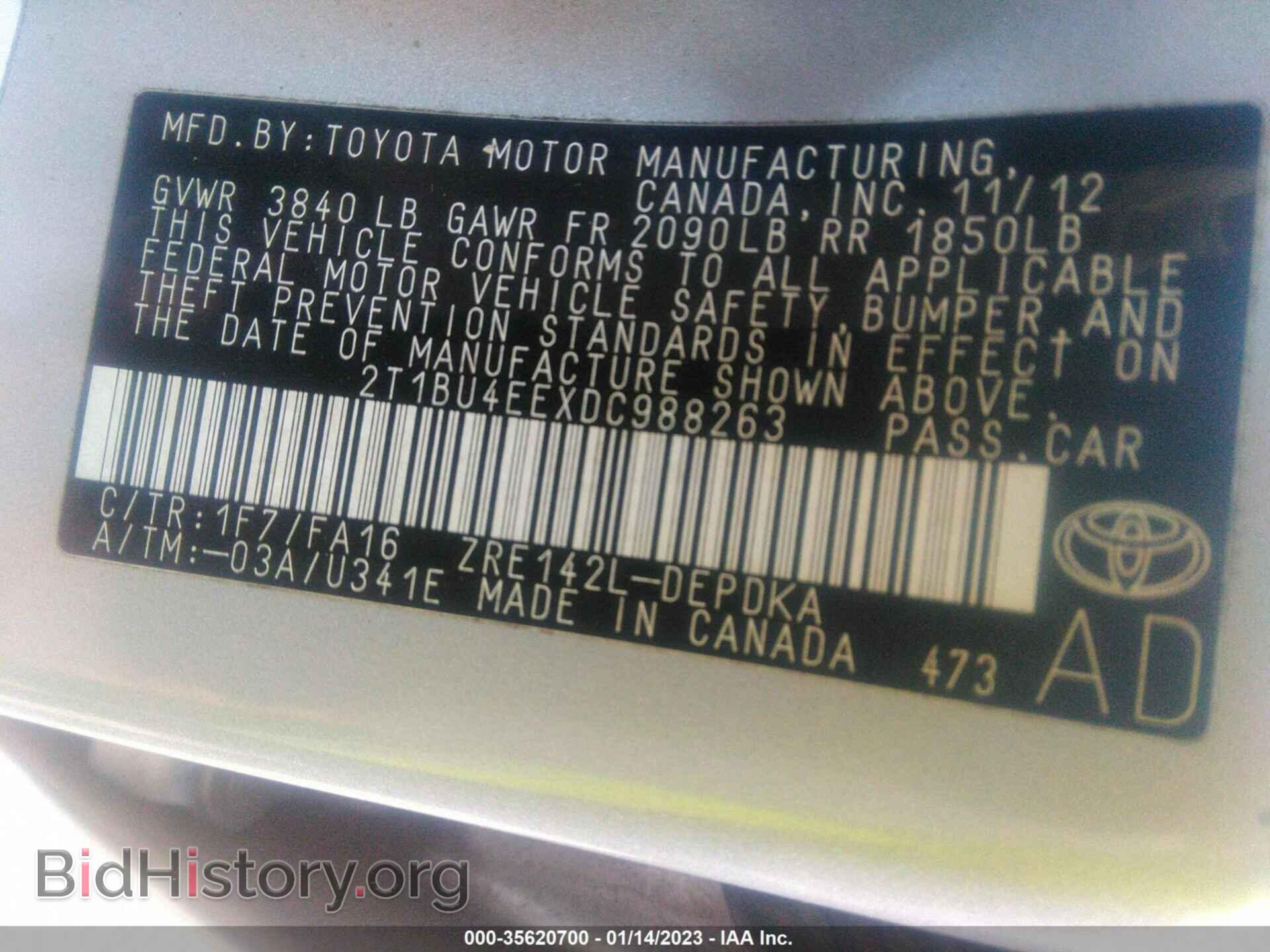 2013 TOYOTA COROLLA - VIN: 2T1BU4EEXDC988263 - Фото 9