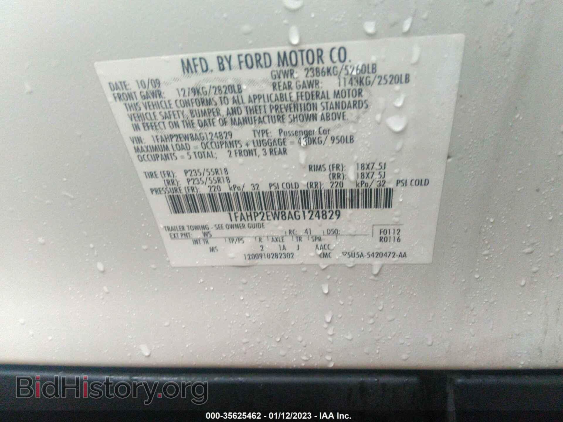 2010 FORD TAURUS - VIN: 1FAHP2EW8AG124829 - Фото 9