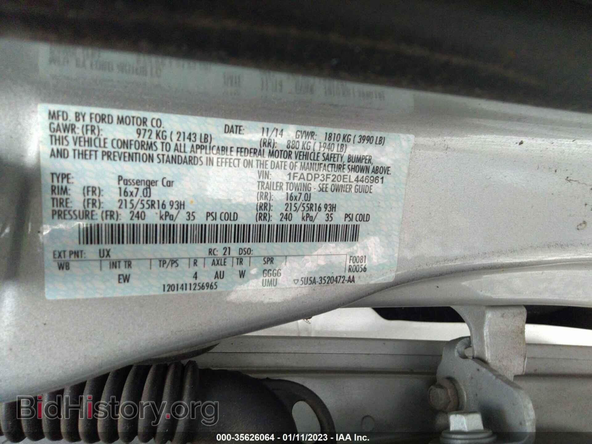 2014 FORD FOCUS - VIN: 1FADP3F20EL446961 - Фото 9