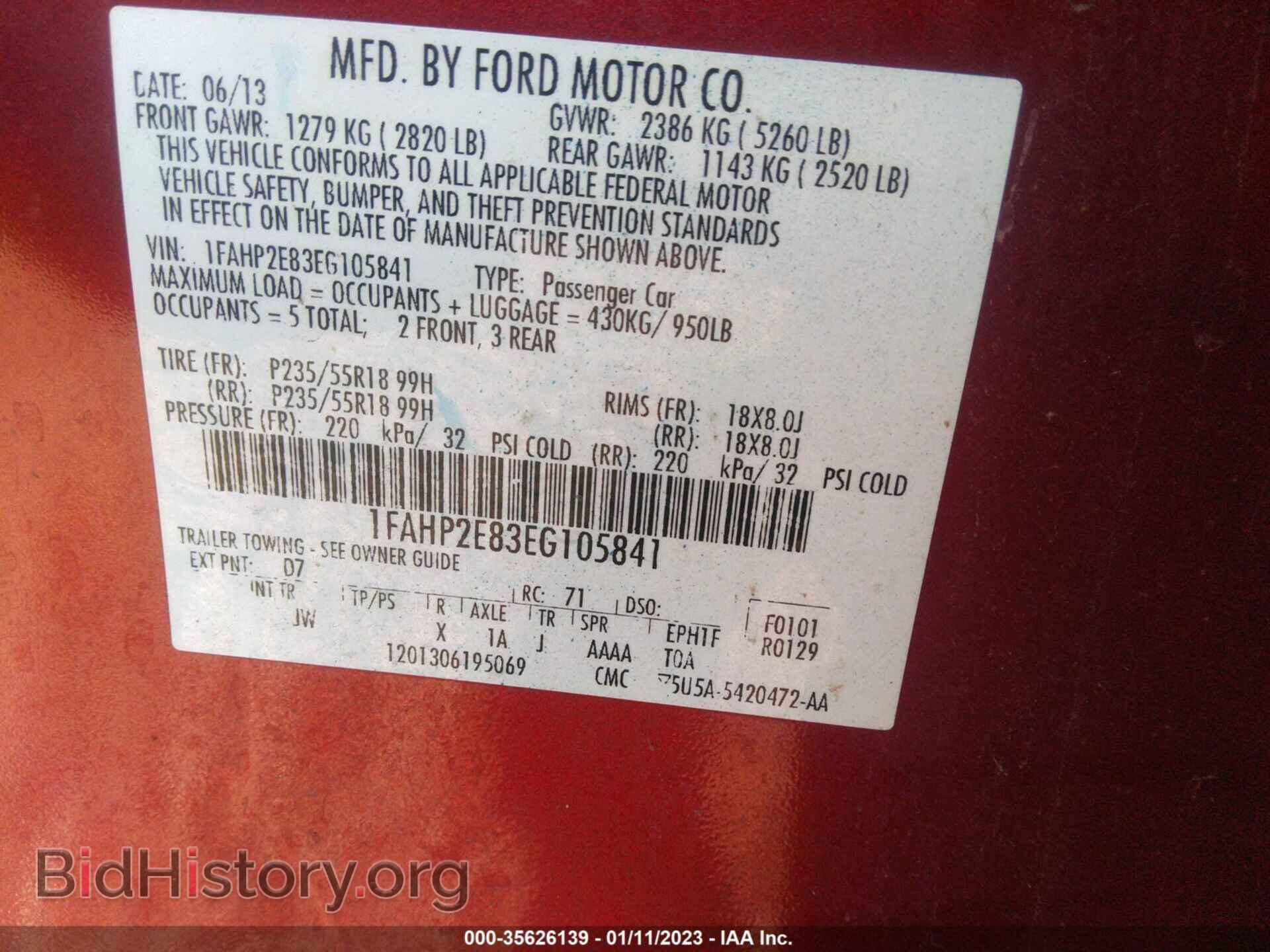 2014 FORD TAURUS - VIN: 1FAHP2E83EG105841 - Фото 9