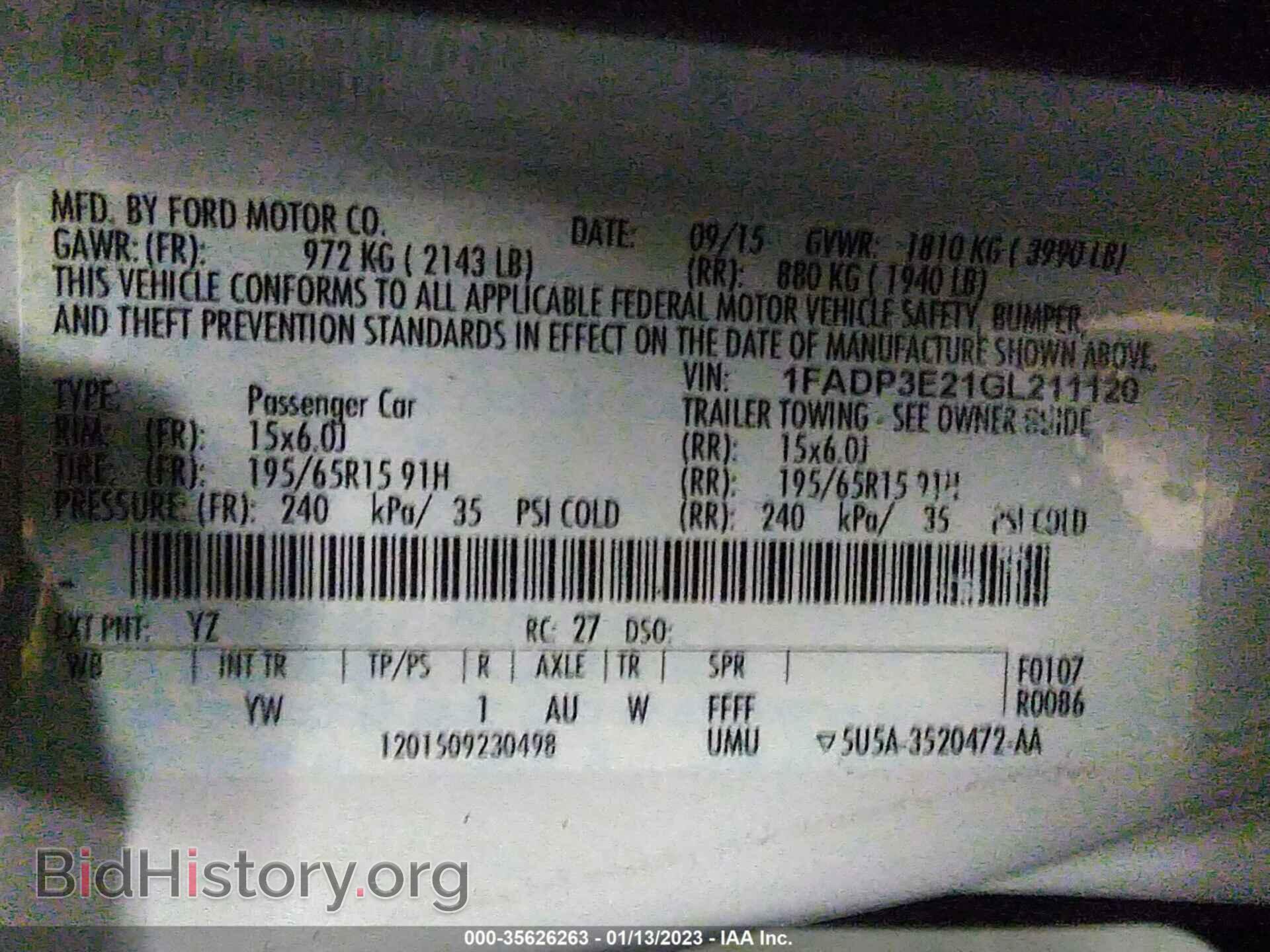 2016 FORD FOCUS - VIN: 1FADP3E21GL211120 - Фото 9
