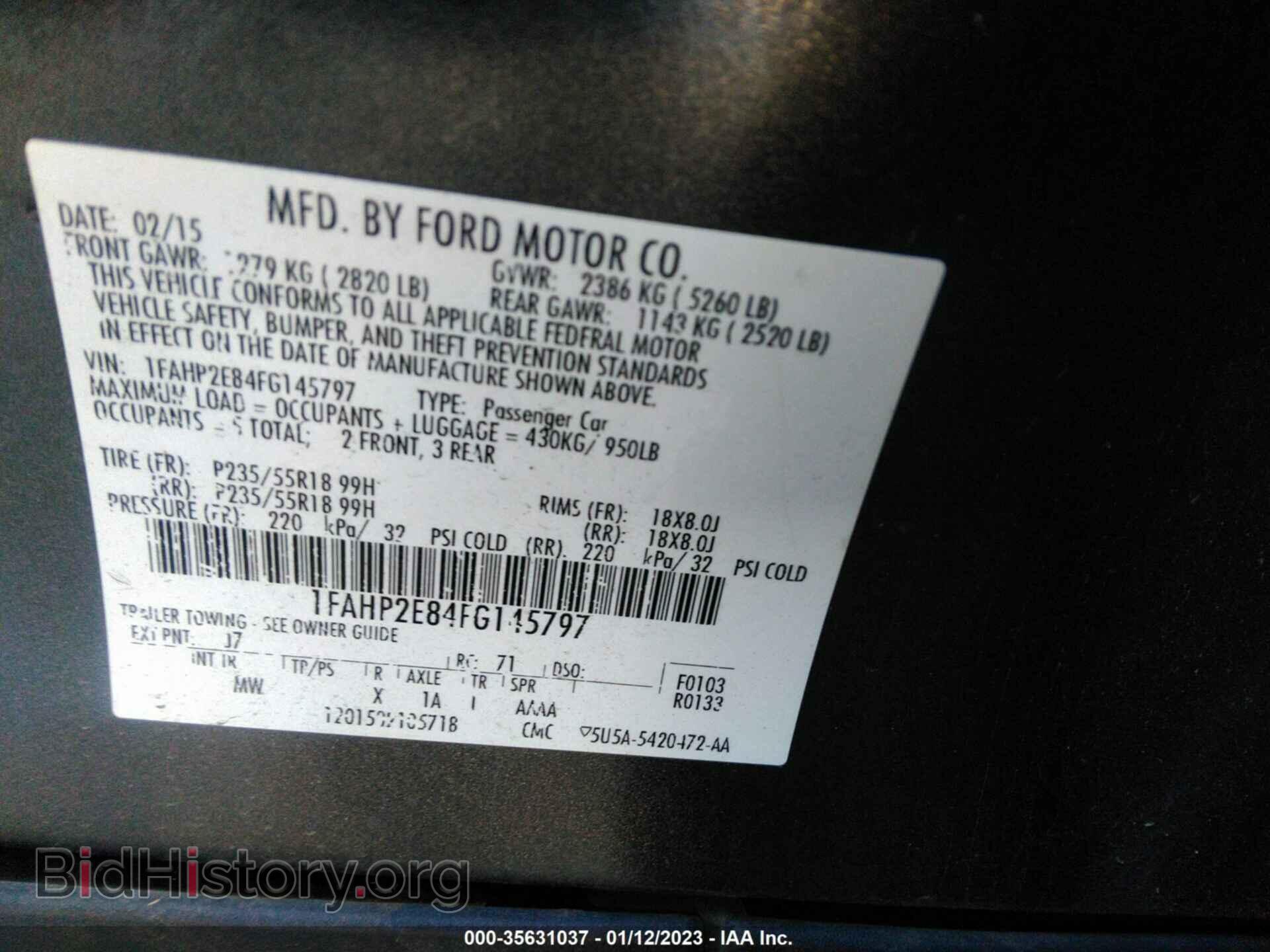2015 FORD TAURUS - VIN: 1FAHP2E84FG145797 - Фото 9