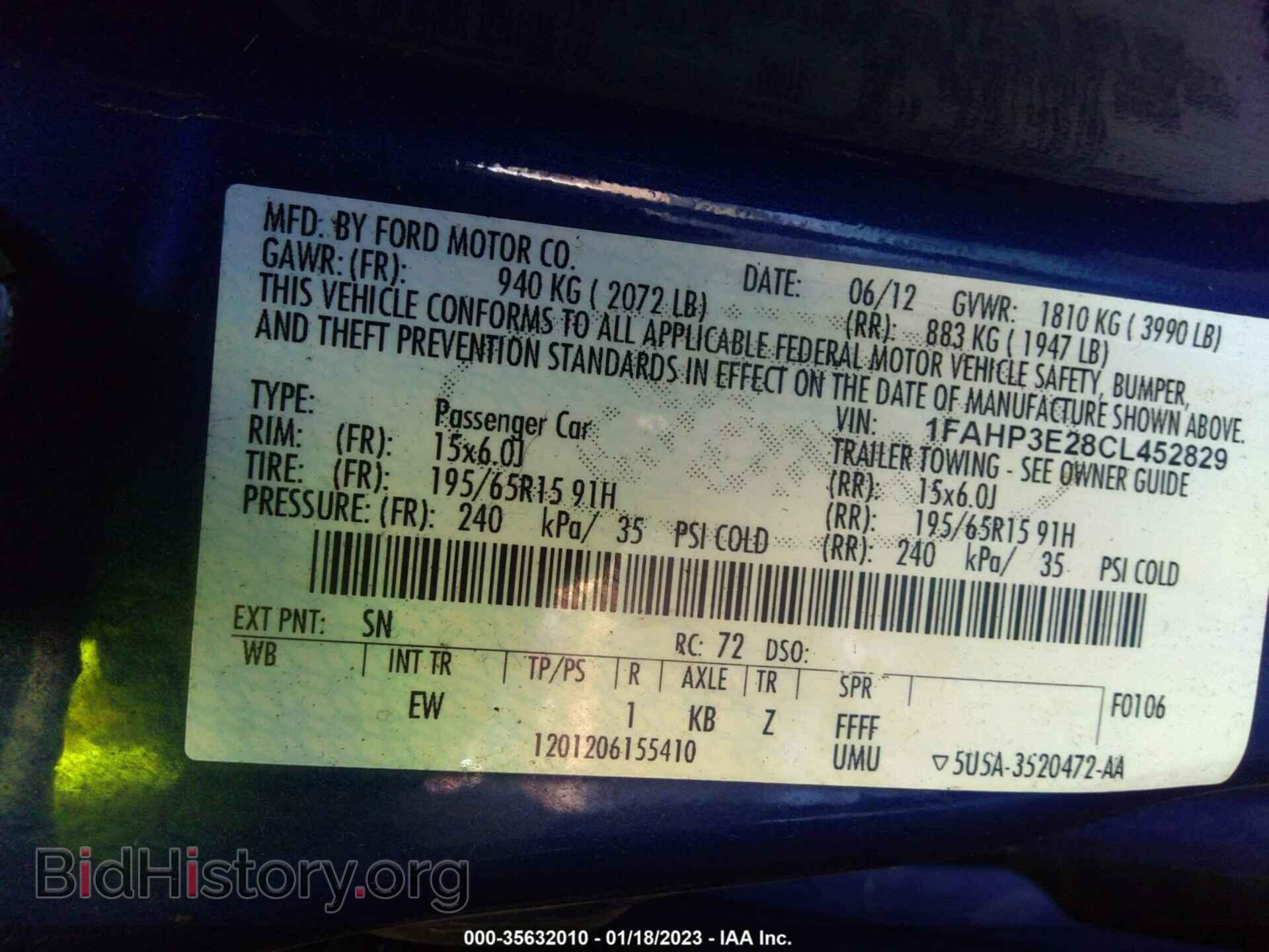 2012 FORD FOCUS - VIN: 1FAHP3E28CL452829 - Фото 6