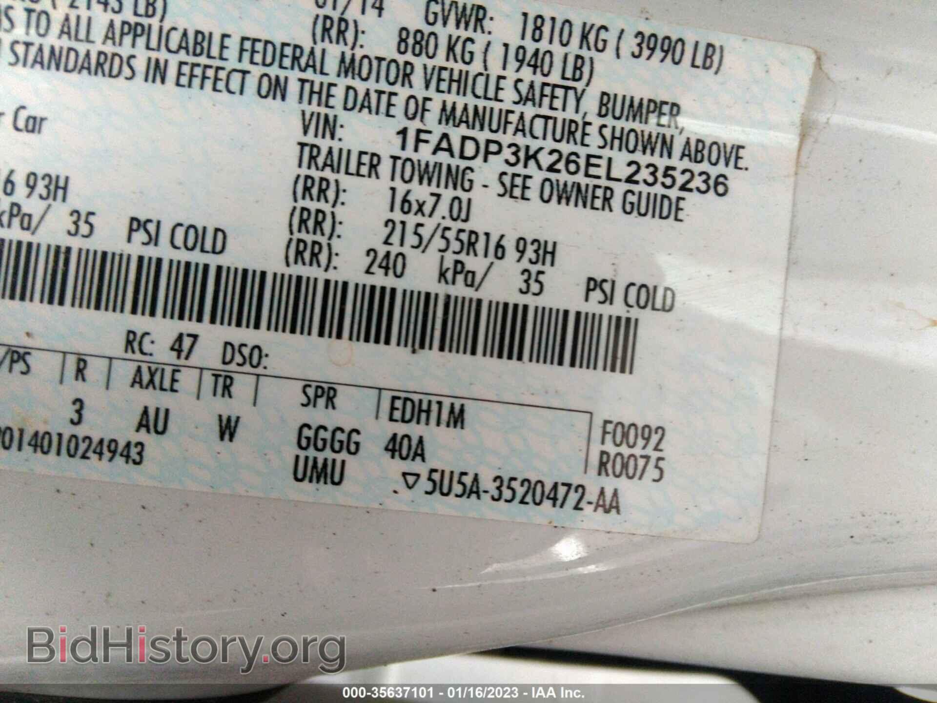 2014 FORD FOCUS - VIN: 1FADP3K26EL235236 - Фото 9