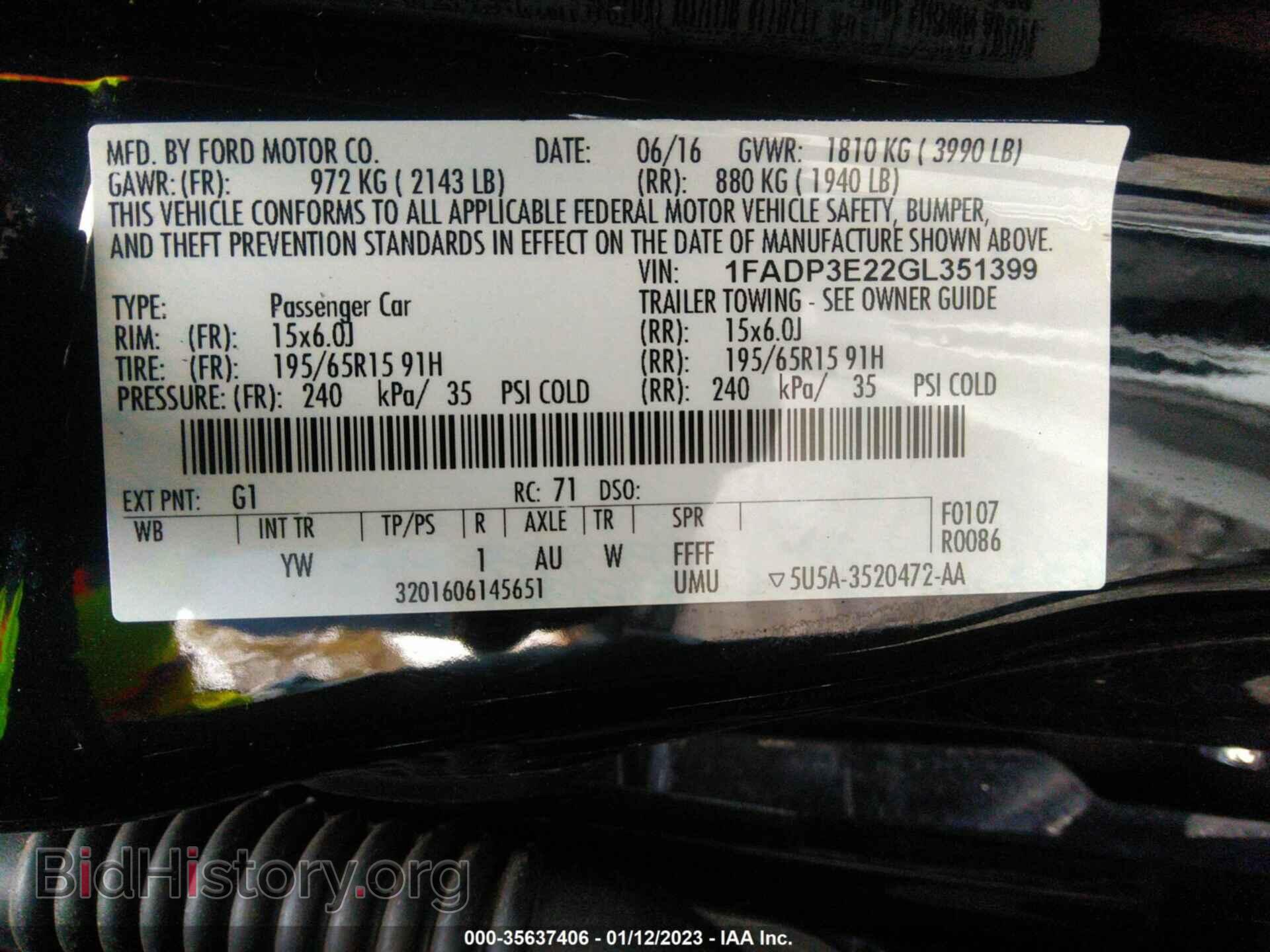 2016 FORD FOCUS - VIN: 1FADP3E22GL351399 - Фото 9