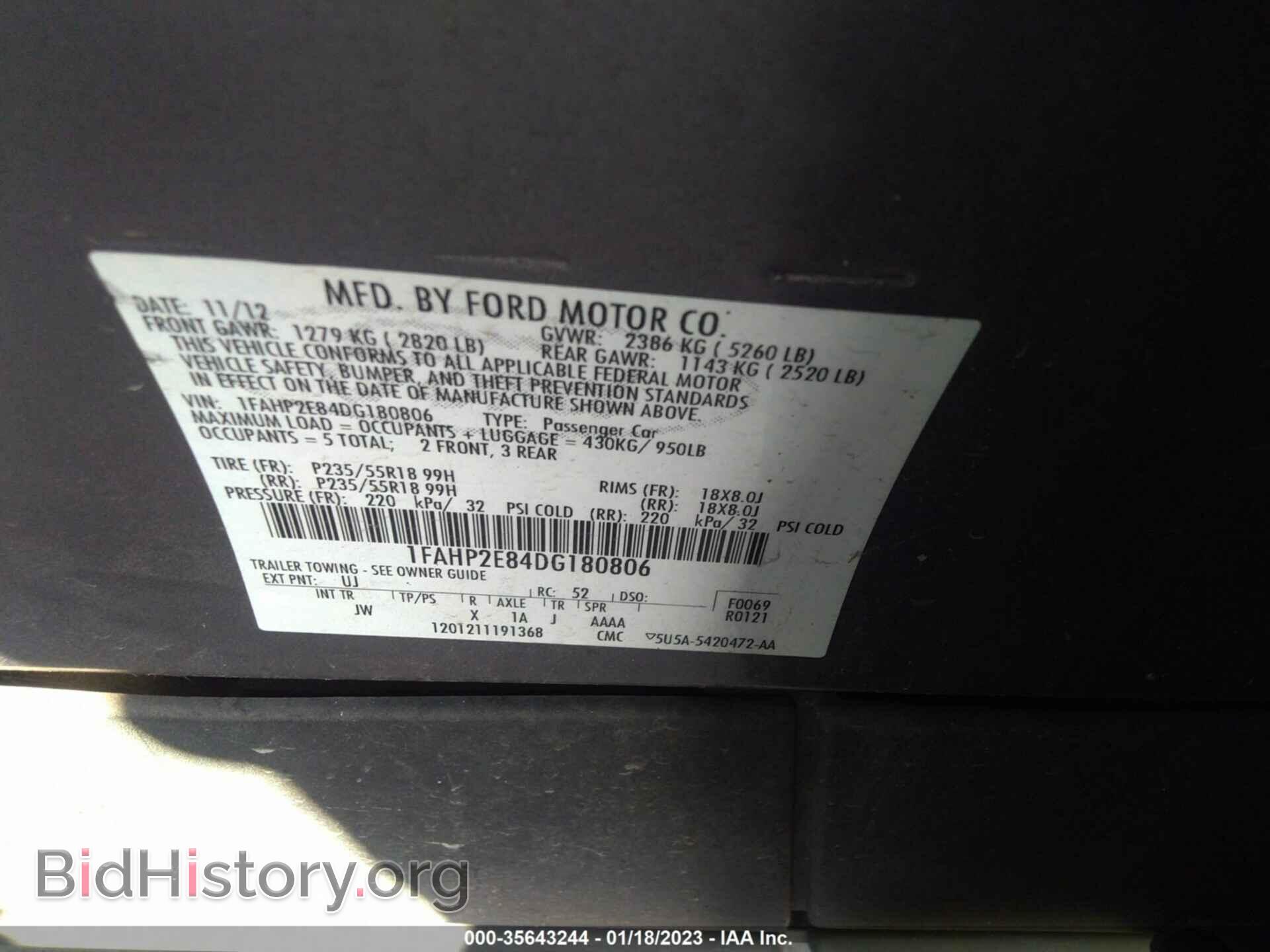 2013 FORD TAURUS - VIN: 1FAHP2E84DG180806 - Фото 9