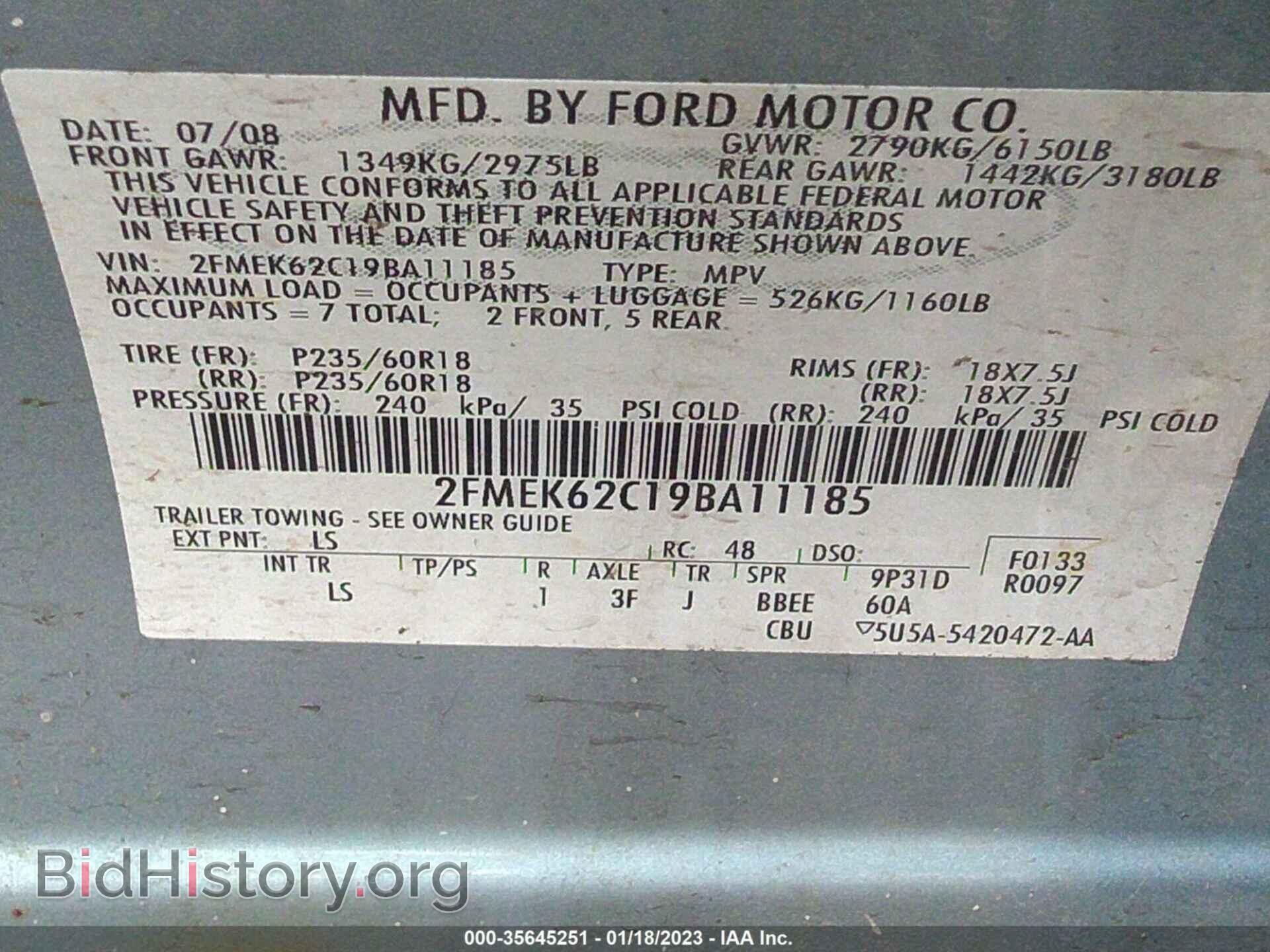 2009 FORD FLEX - VIN: 2FMEK62C19BA11185 - Photo 9