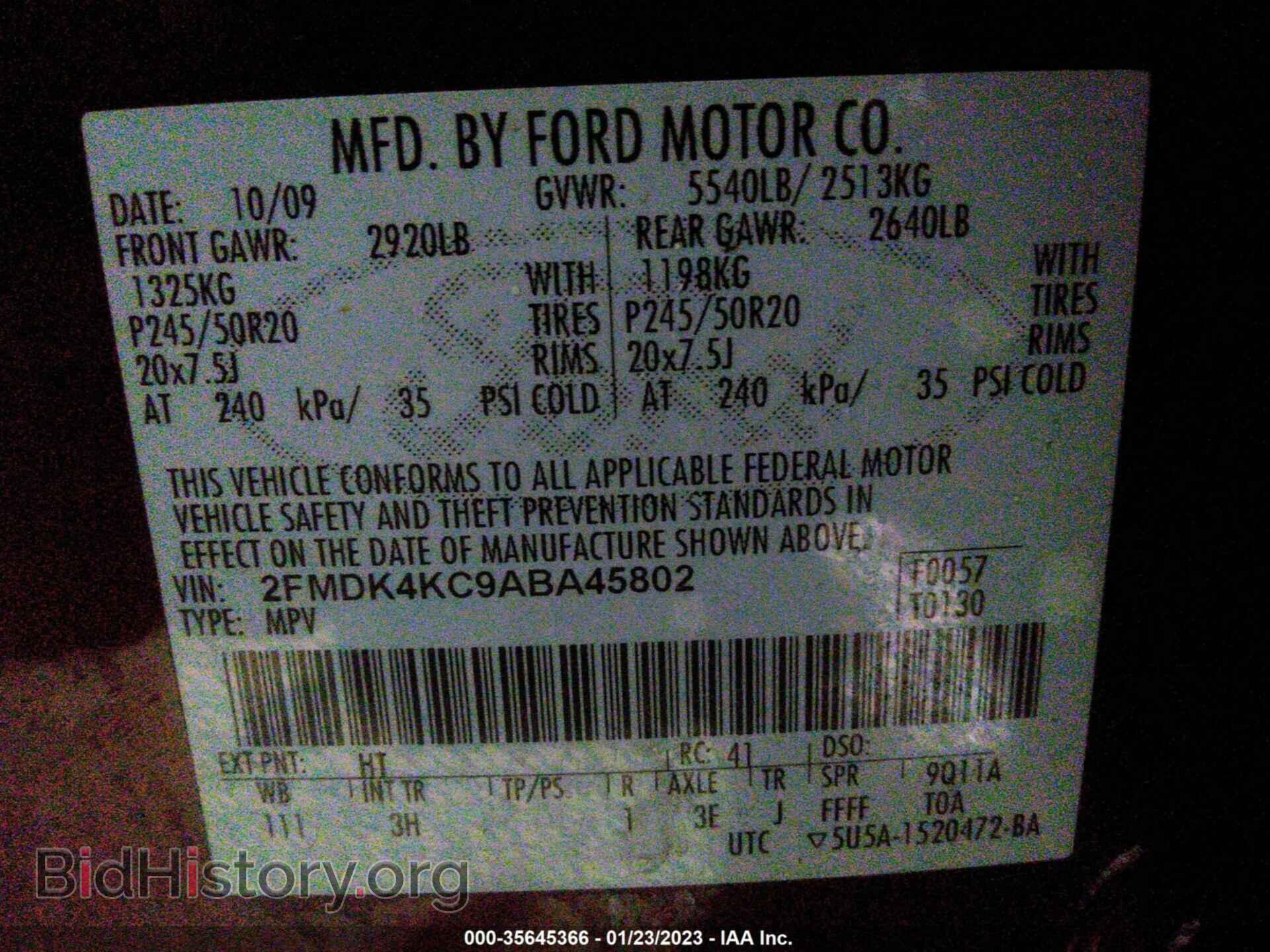 2010 FORD EDGE - VIN: 2FMDK4KC9ABA45802 - Фото 9