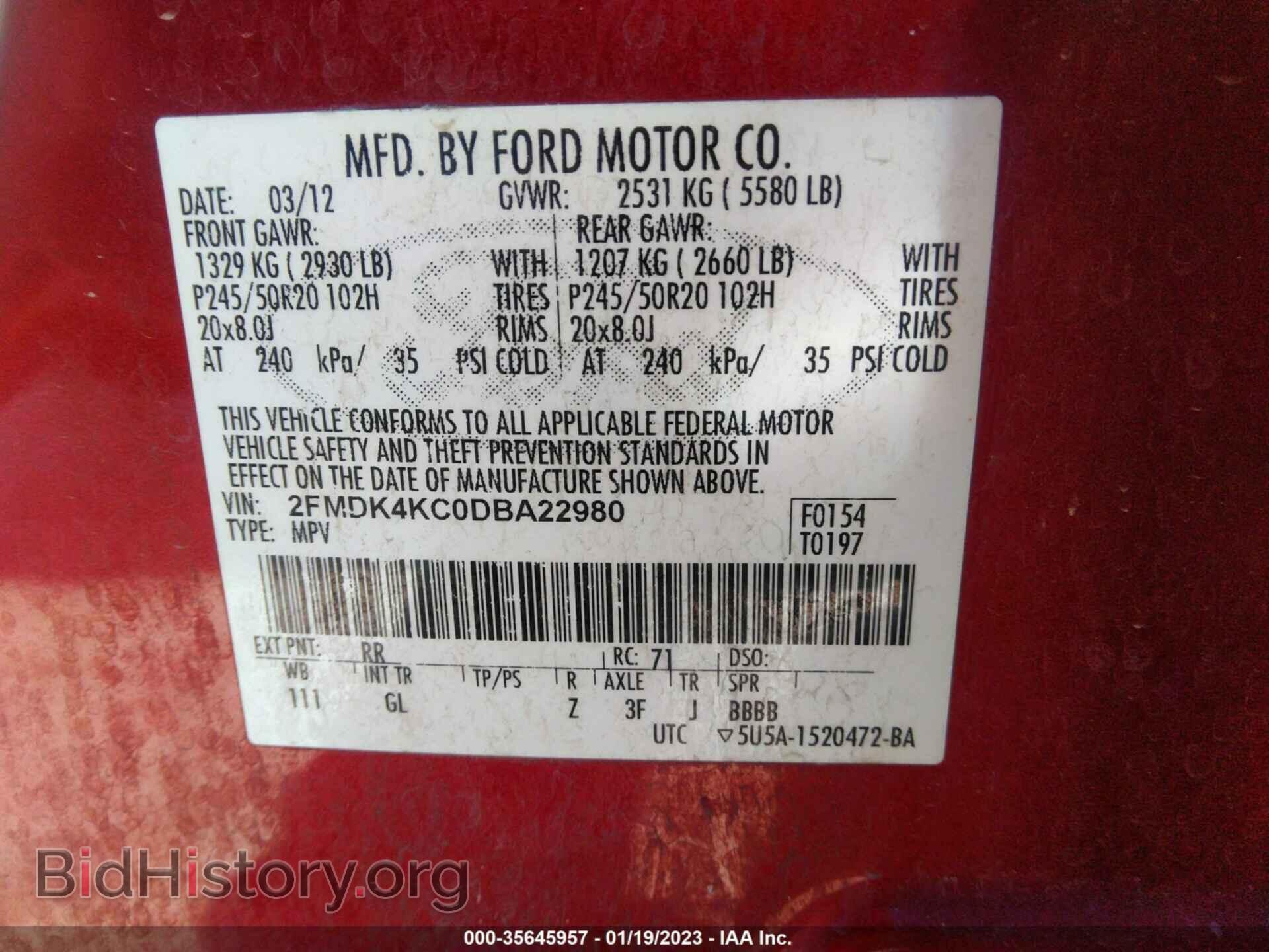 2013 FORD EDGE - VIN: 2FMDK4KC0DBA22980 - Фото 9