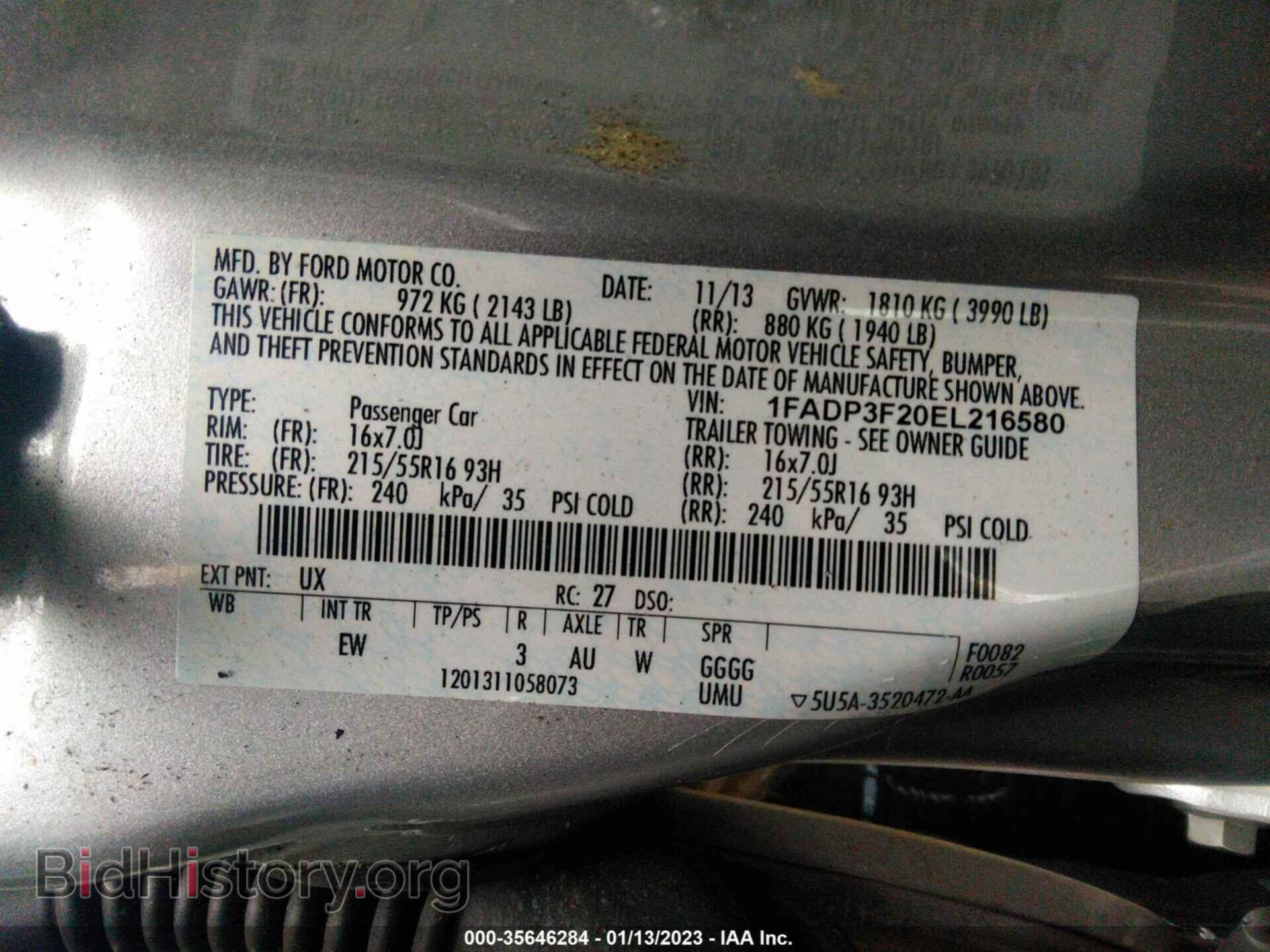 2014 FORD FOCUS - VIN: 1FADP3F20EL216580 - Фото 9