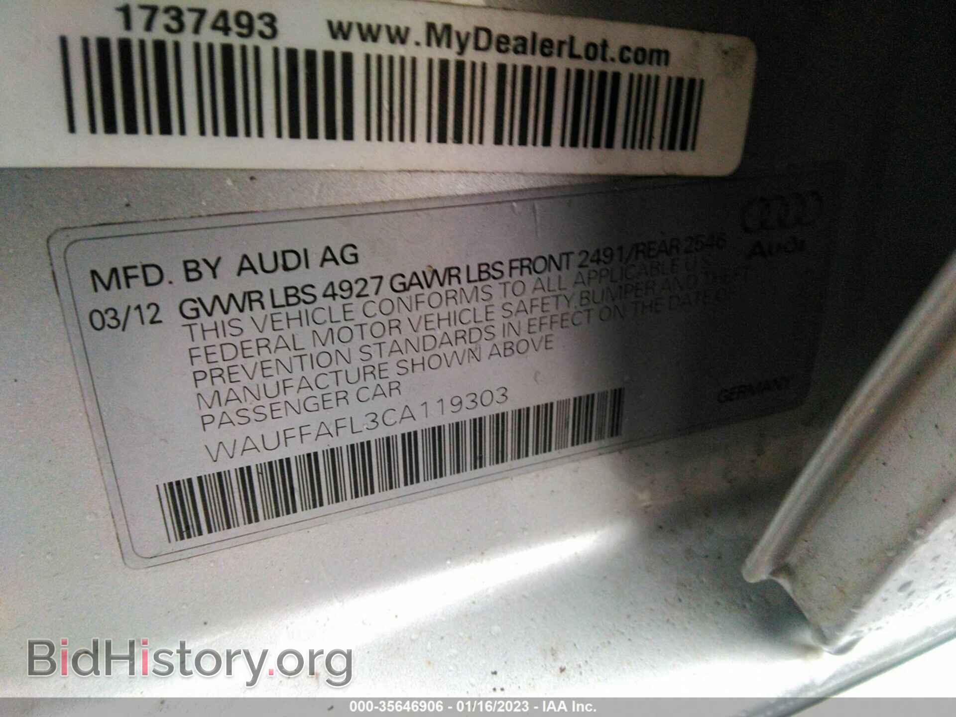 2012 AUDI A4 - VIN: WAUFFAFL3CA119303 - Фото 9