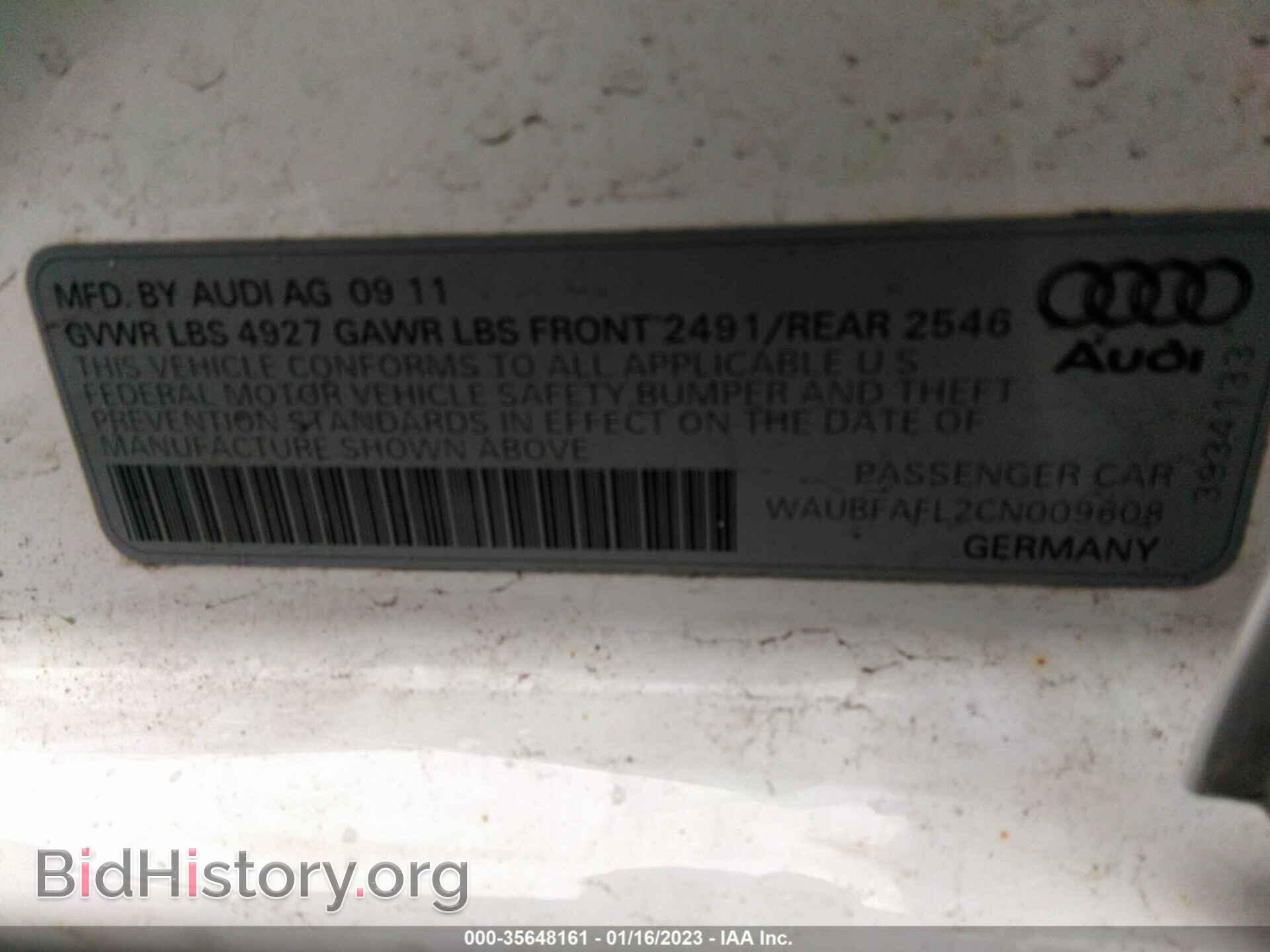 2012 AUDI A4 - VIN: WAUBFAFL2CN009608 - Фото 9