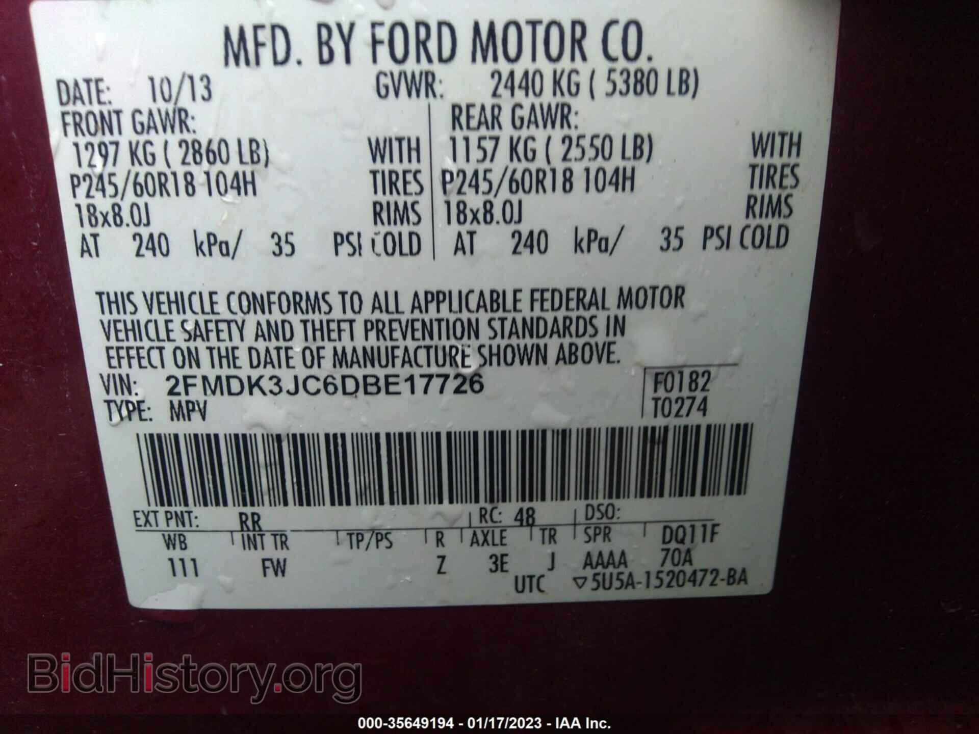 2013 FORD EDGE - VIN: 2FMDK3JC6DBE17726 - Photo 9