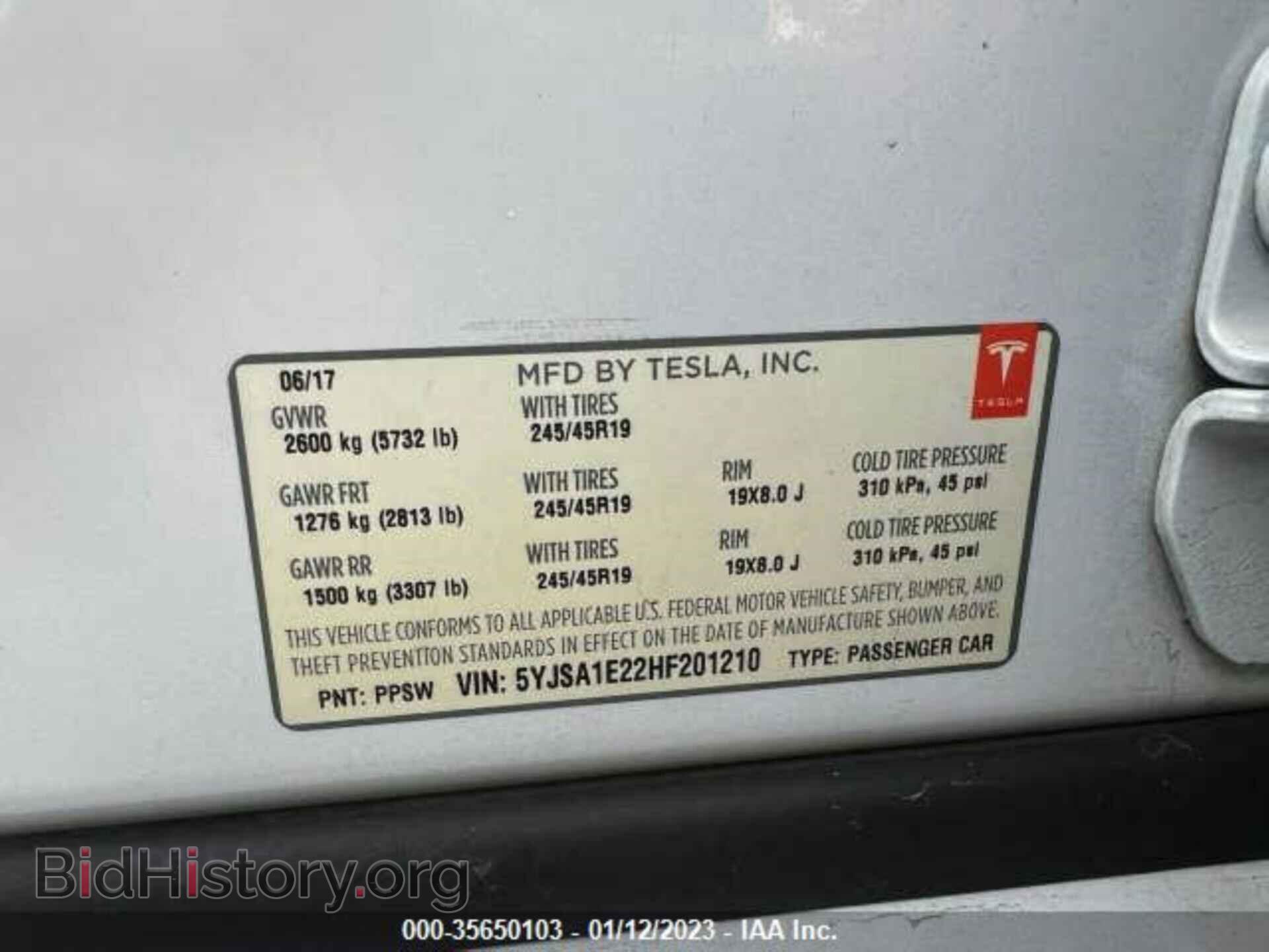 2017 TESLA MODEL S - VIN: 5YJSA1E22HF201210 - Photo 9