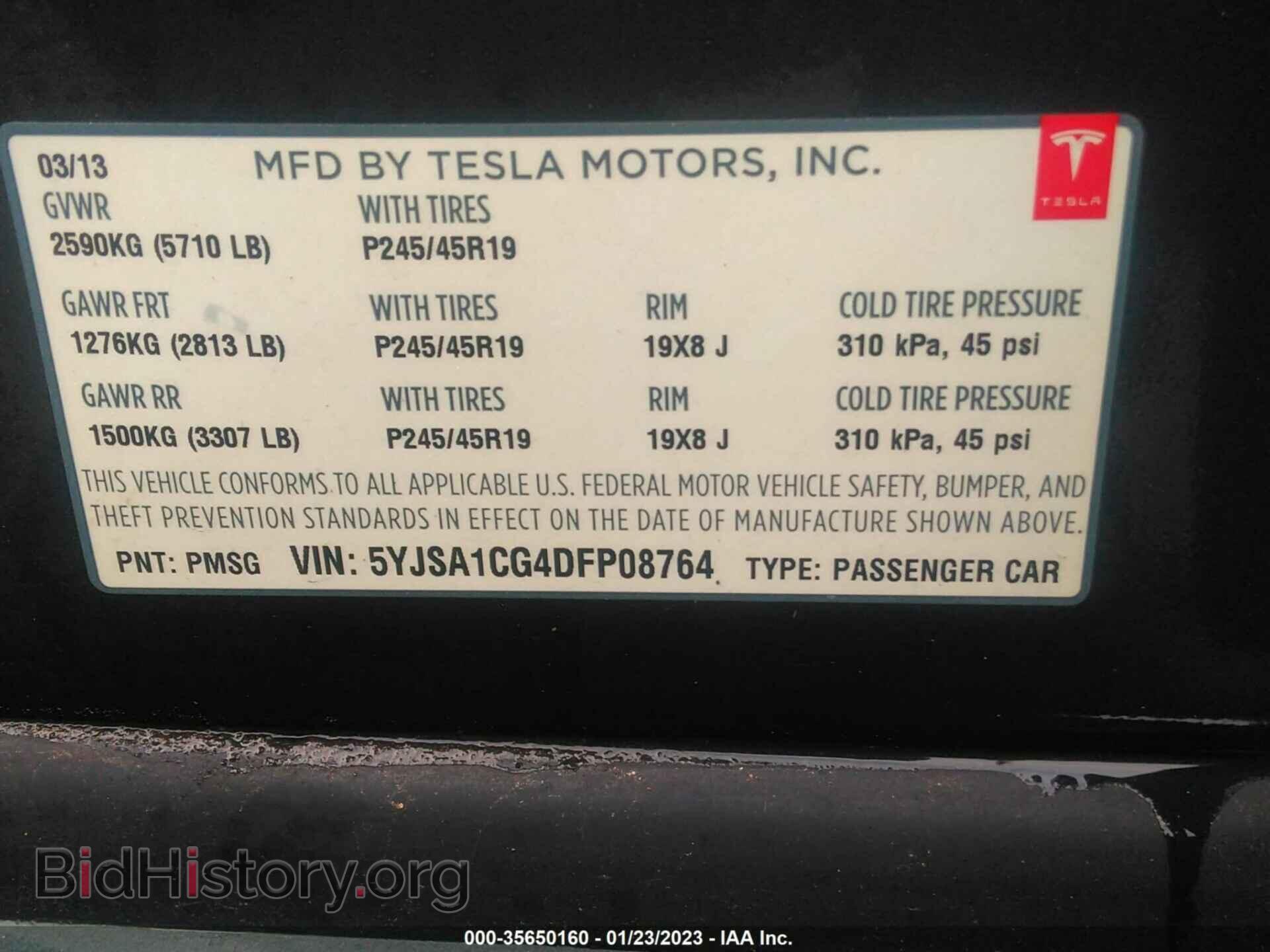 2013 TESLA MODEL S - VIN: 5YJSA1CG4DFP08764 - Photo 9