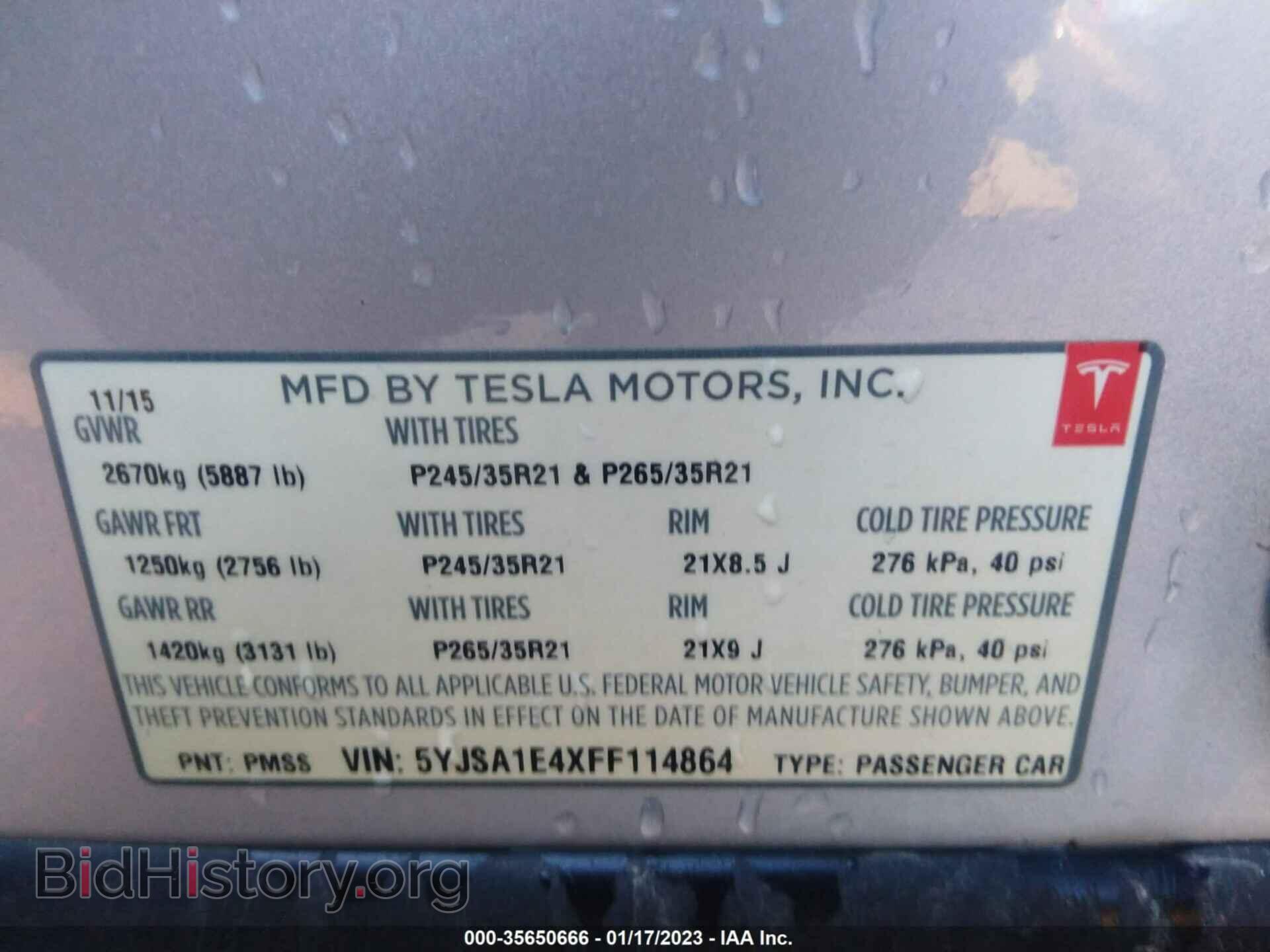 2015 TESLA MODEL S - VIN: 5YJSA1E4XFF114864 - Photo 9