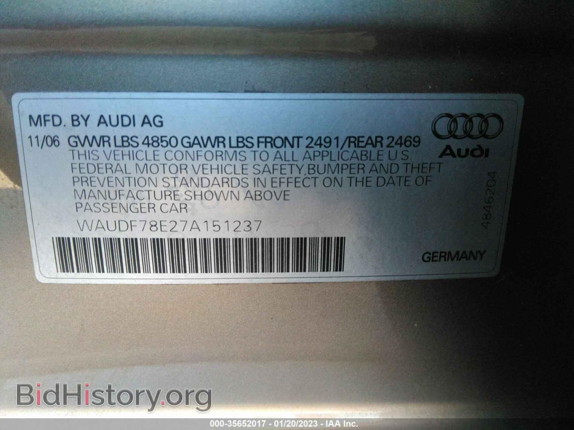 2007 AUDI A4 - VIN: WAUDF78E27A151237 - Photo 9