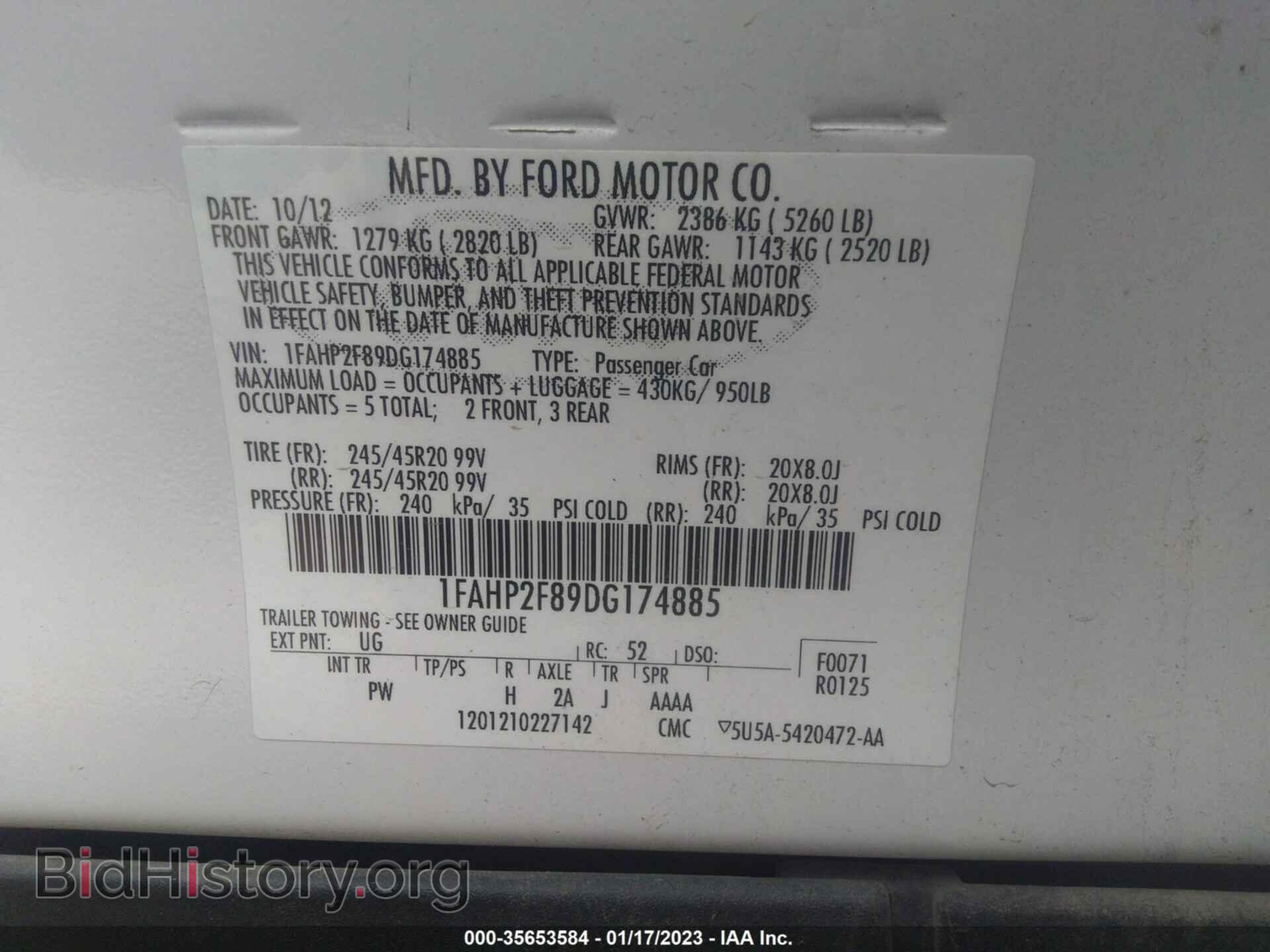 2013 FORD TAURUS - VIN: 1FAHP2F89DG174885 - Фото 9