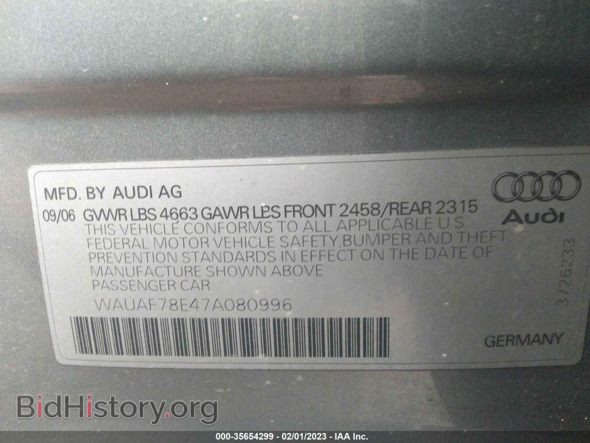 2007 AUDI A4 - VIN: WAUAF78E47A080996 - Фото 9