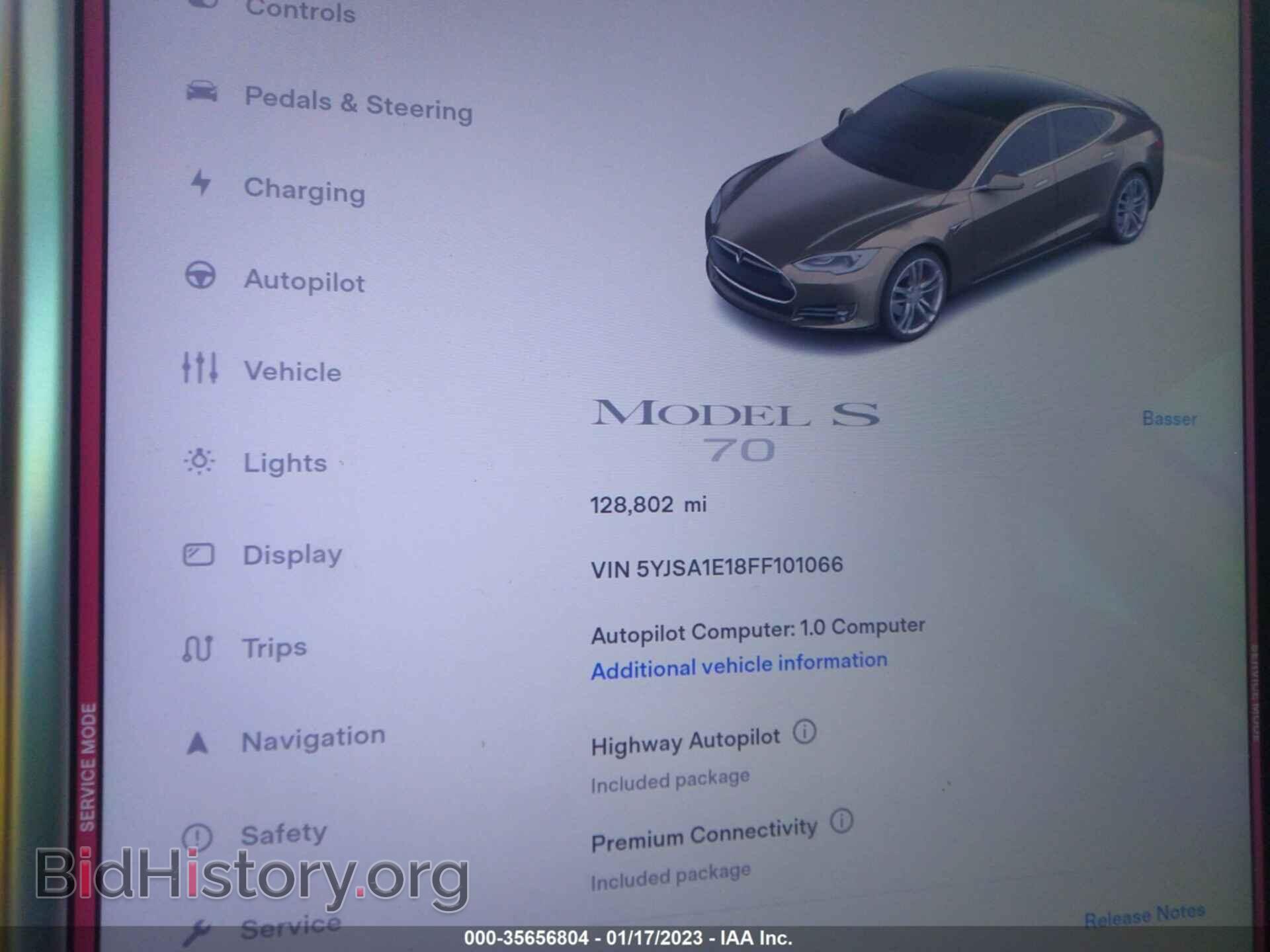 2015 TESLA MODEL S - VIN: 5YJSA1E18FF101066 - Фото 7