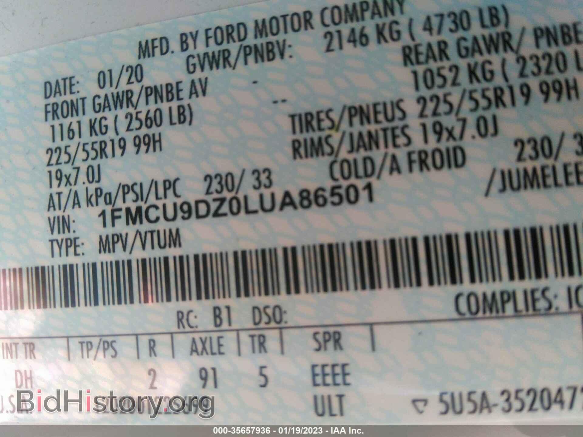 2020 FORD ESCAPE - VIN: 1FMCU9DZ0LUA86501 - Photo 9