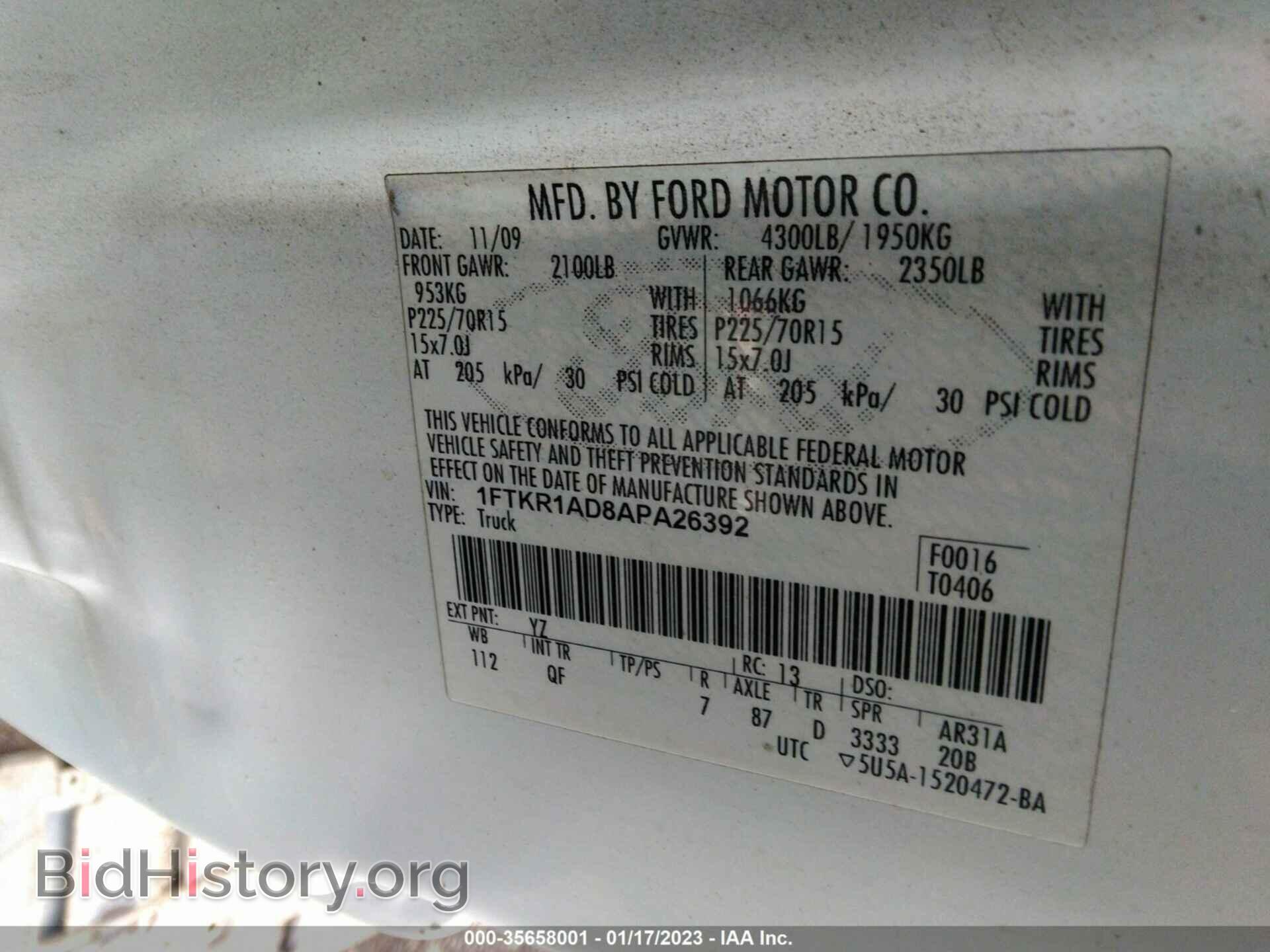 2010 FORD RANGER - VIN: 1FTKR1AD8APA26392 - Фото 9