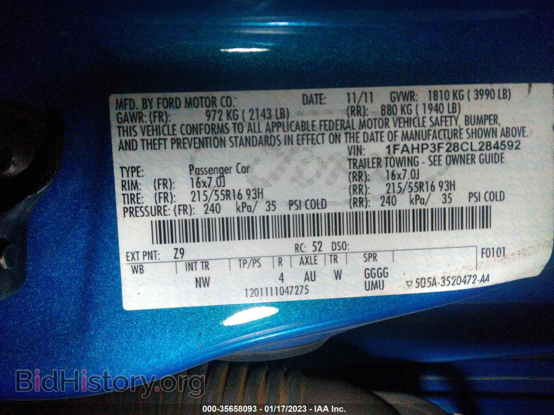 2012 FORD FOCUS - VIN: 1FAHP3F28CL284592 - Фото 9
