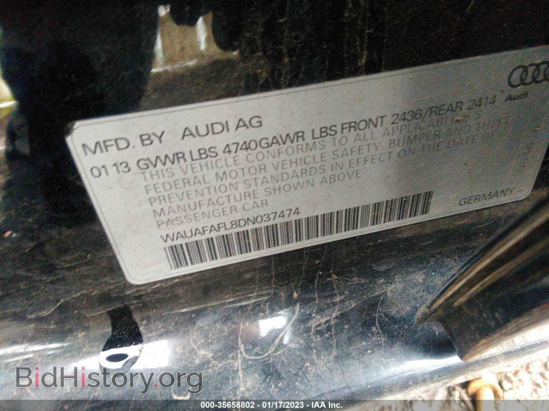 2013 AUDI A4 - VIN: WAUAFAFL8DN037474 - Фото 9