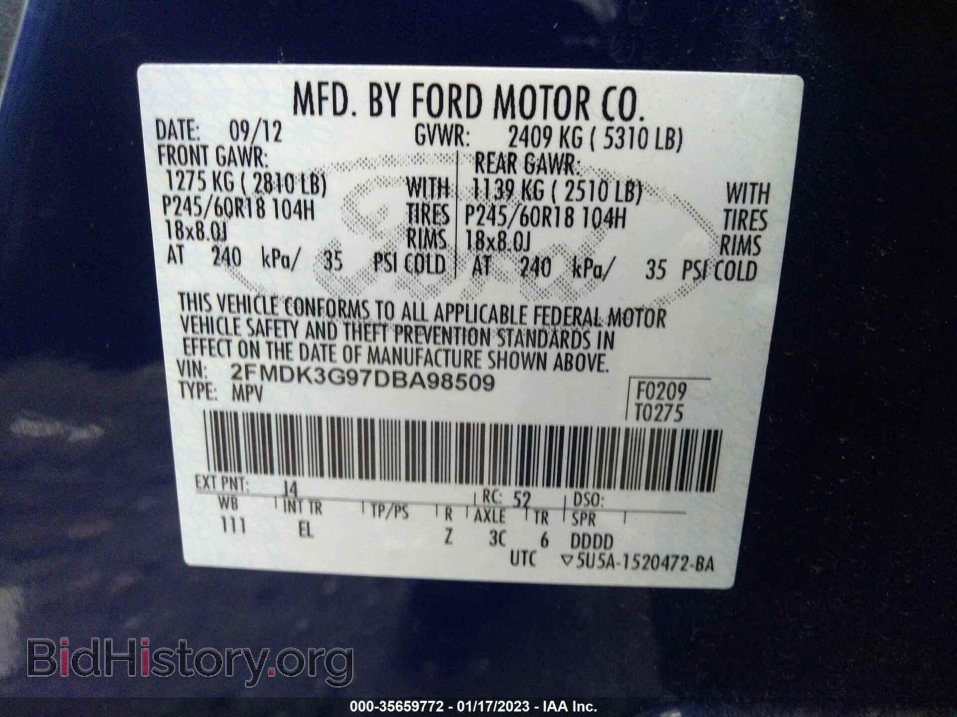 2013 FORD EDGE - VIN: 2FMDK3G97DBA98509 - Photo 9