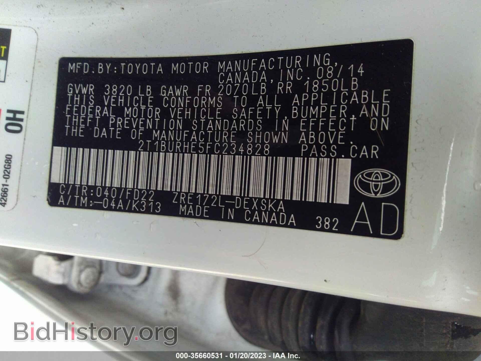 2015 TOYOTA COROLLA - VIN: 2T1BURHE5FC234828 - Фото 9