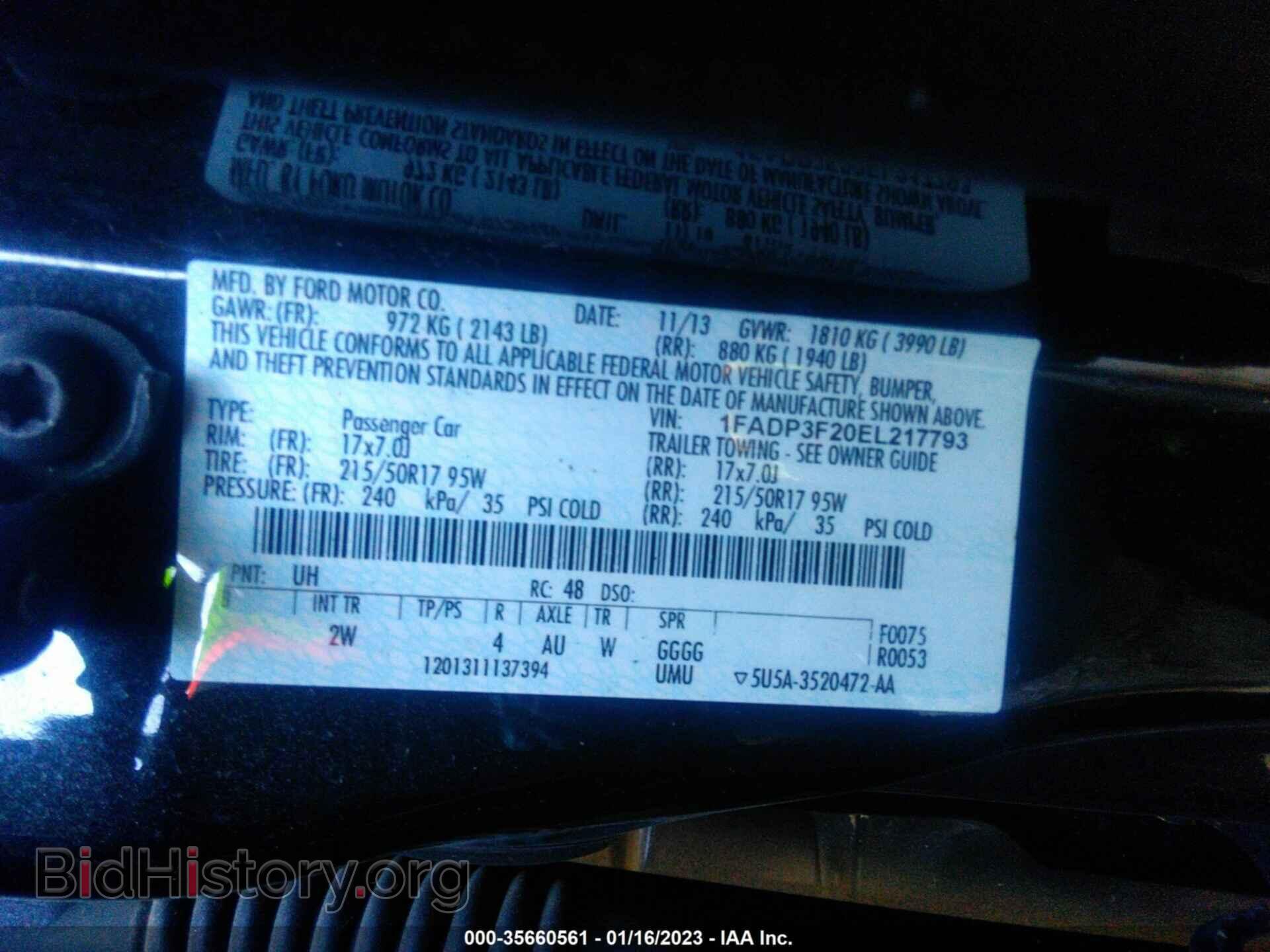 2014 FORD FOCUS - VIN: 1FADP3F20EL217793 - Фото 9