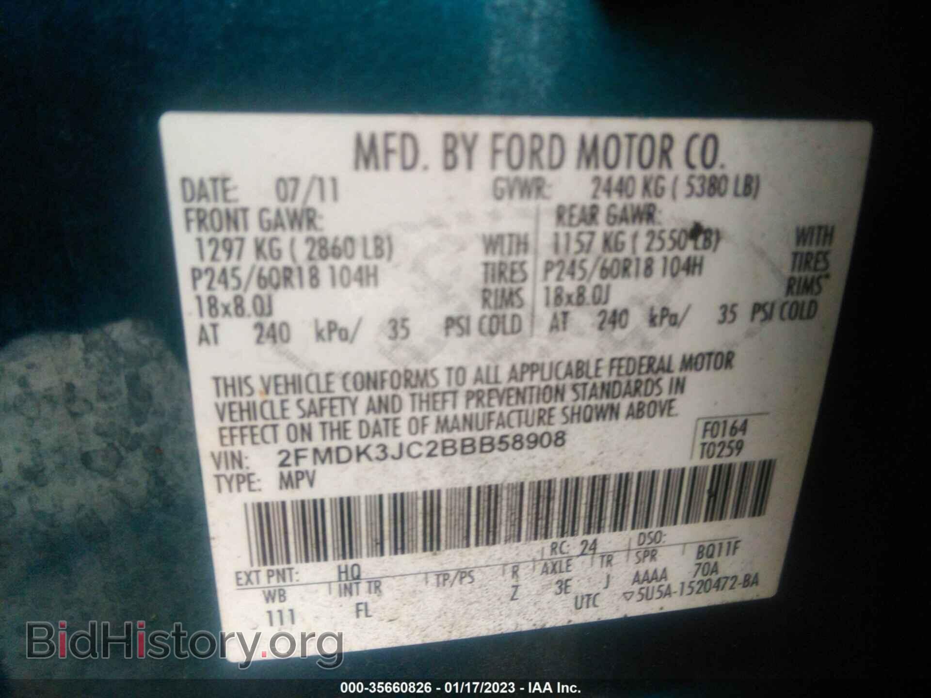 2011 FORD EDGE - VIN: 2FMDK3JC2BBB58908 - Photo 9