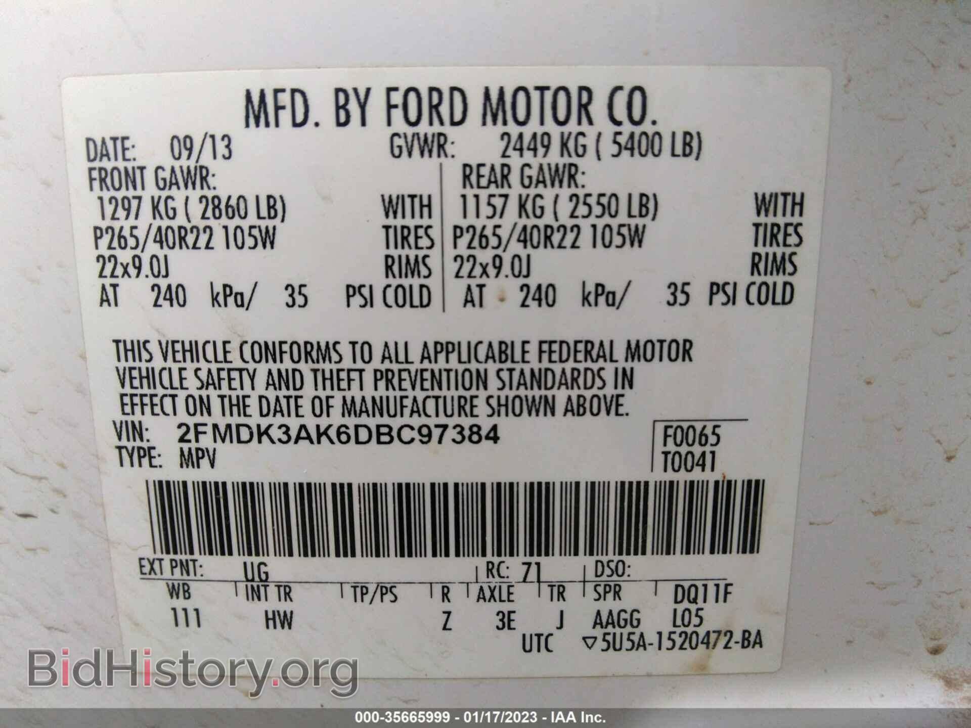 2013 FORD EDGE - VIN: 2FMDK3AK6DBC97384 - Фото 9