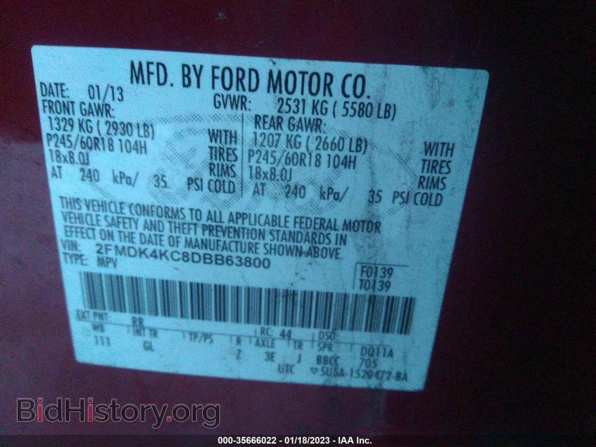 2013 FORD EDGE - VIN: 2FMDK4KC8DBB63800 - Фото 9