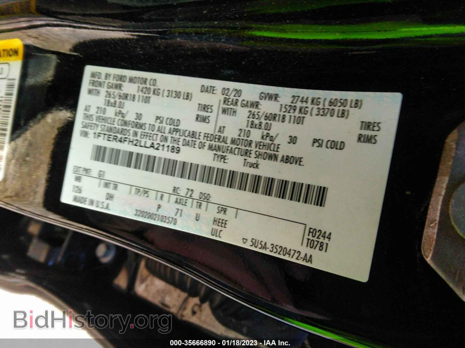 2020 FORD RANGER - VIN: 1FTER4FH2LLA21189 - Фото 9