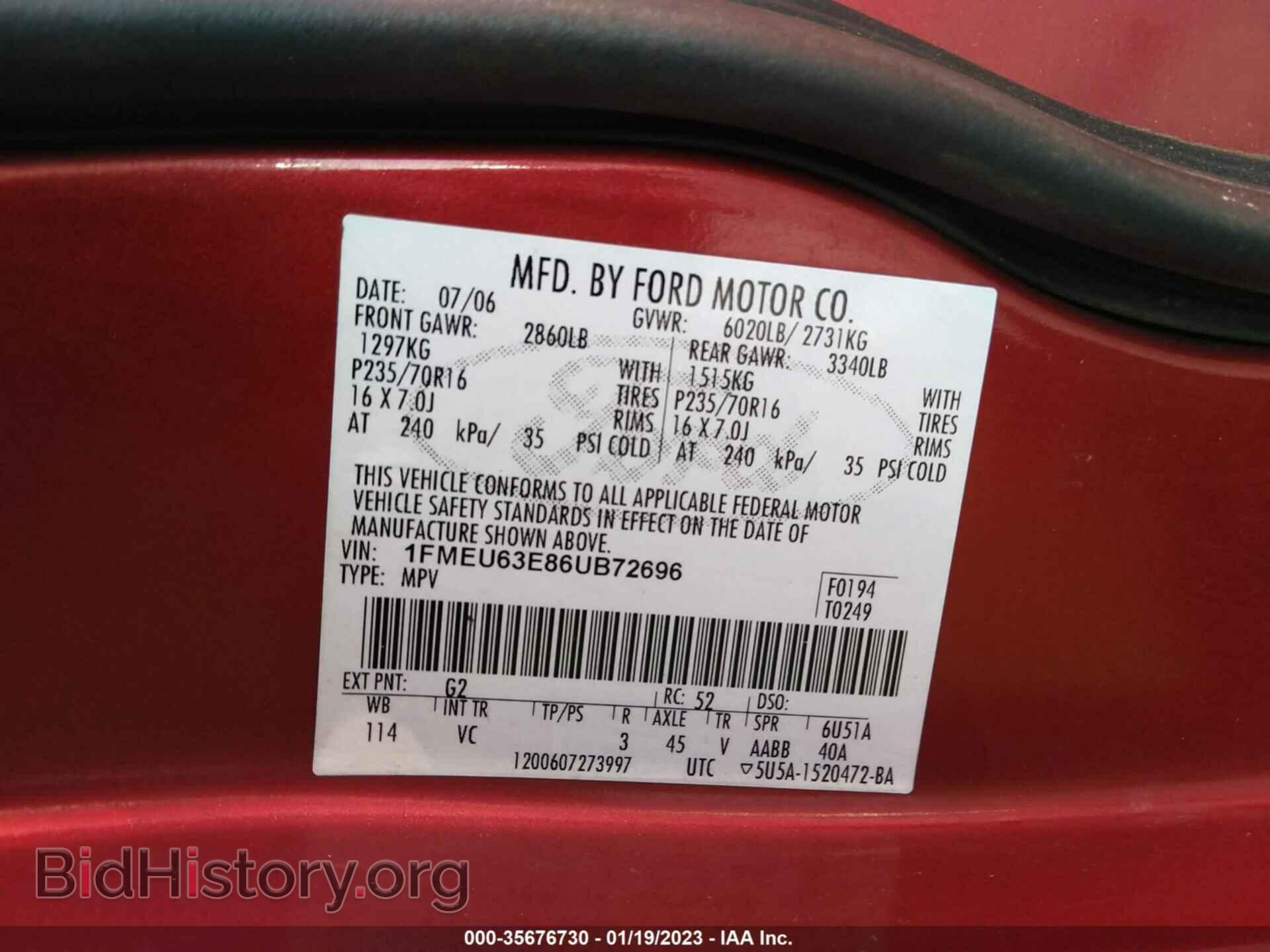 2006 FORD EXPLORER - VIN: 1FMEU63E86UB72696 - Фото 9