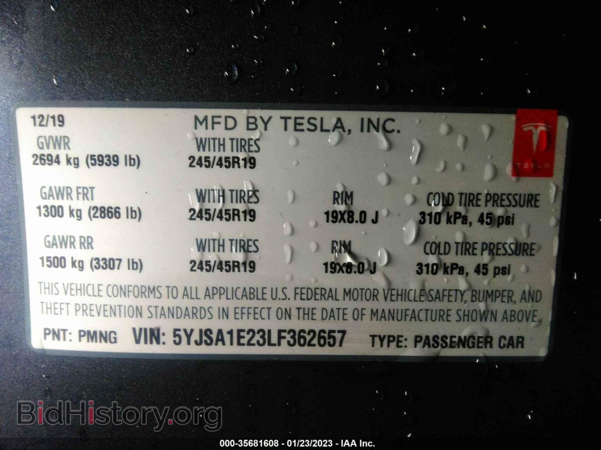 2020 TESLA MODEL S - VIN: 5YJSA1E23LF362657 - Photo 9