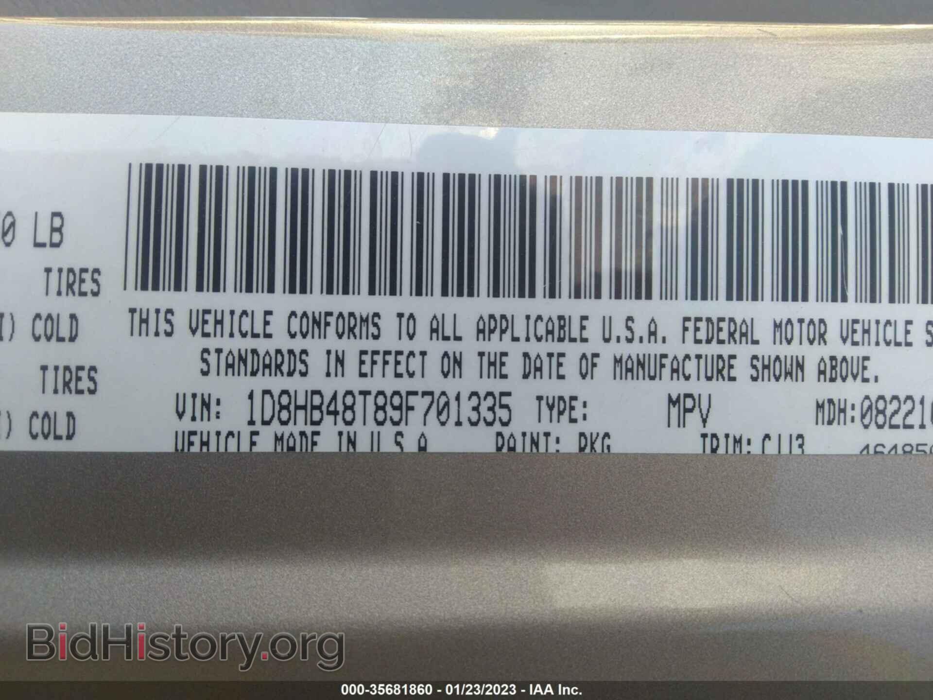 2009 DODGE DURANGO - VIN: 1D8HB48T89F701335 - Фото 9