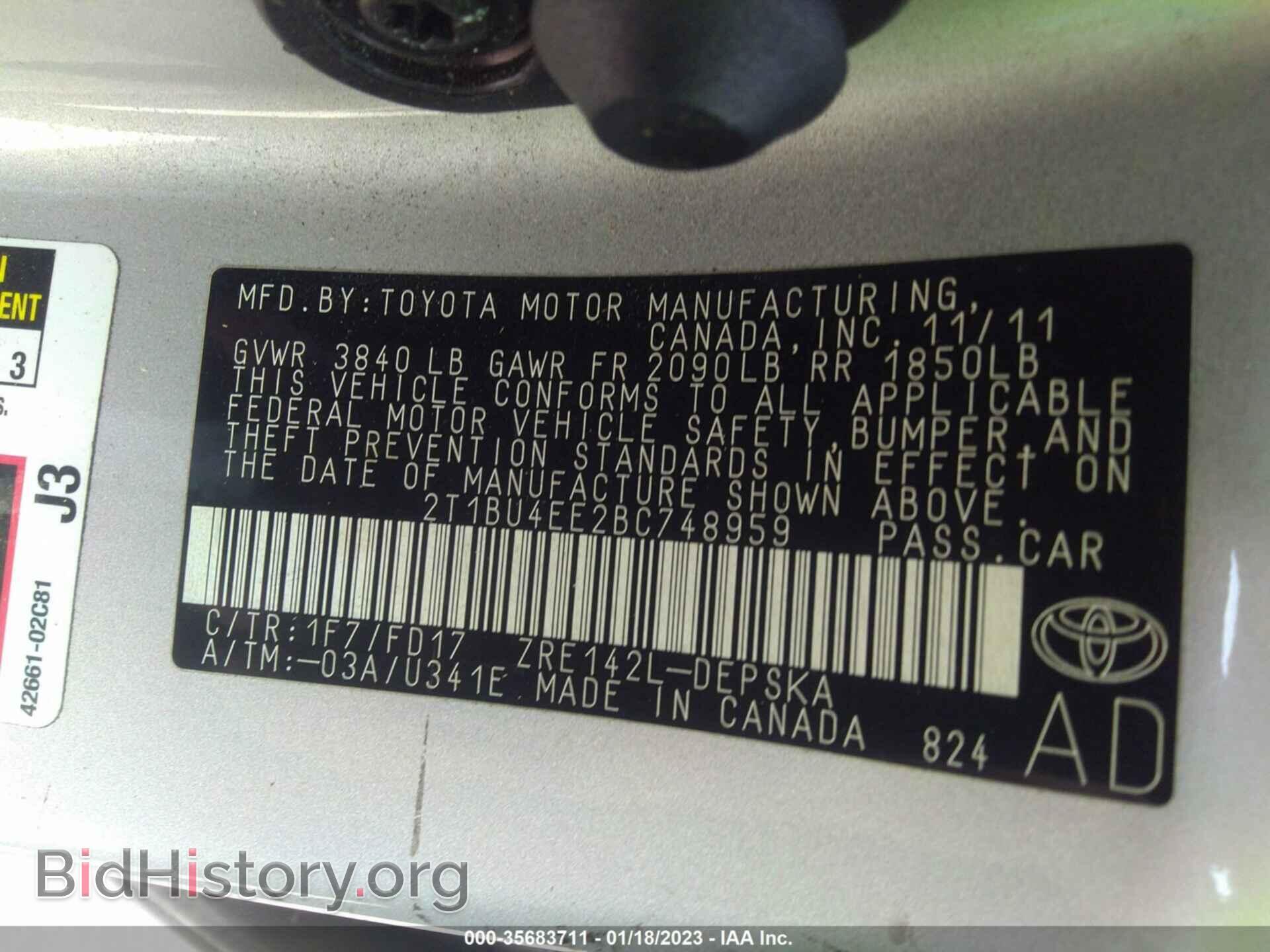 2011 TOYOTA COROLLA - VIN: 2T1BU4EE2BC748959 - Фото 9