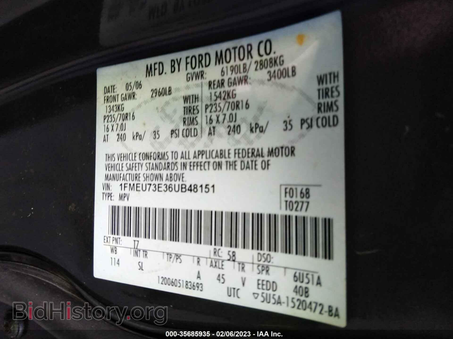2006 FORD EXPLORER - VIN: 1FMEU73E36UB48151 - Фото 9