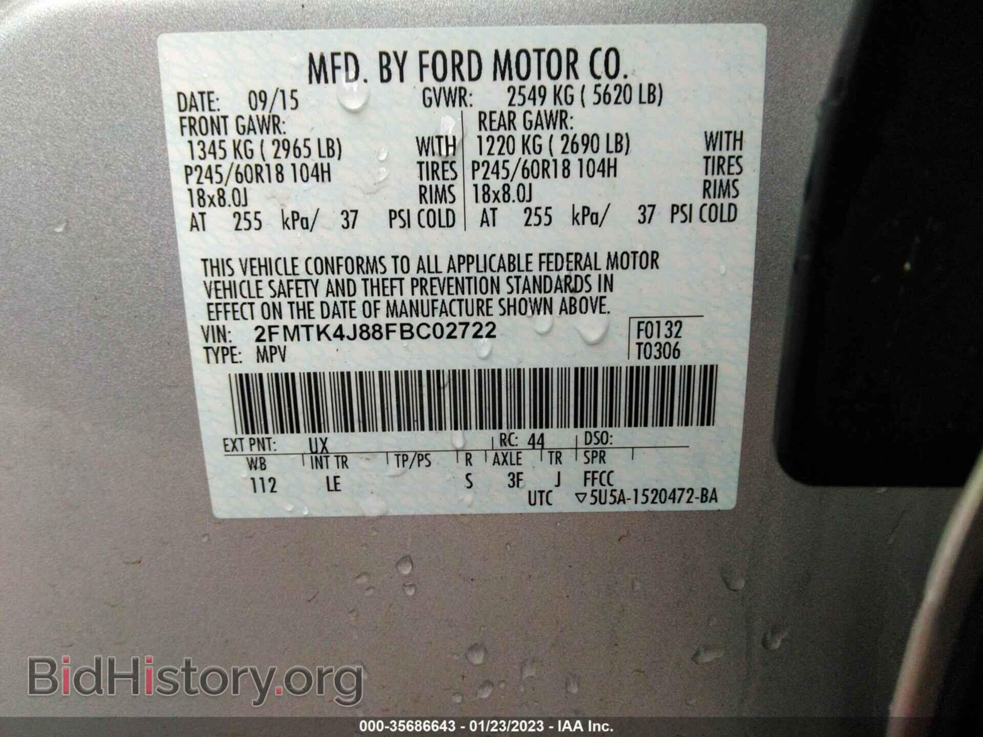 2015 FORD EDGE - VIN: 2FMTK4J88FBC02722 - Photo 9