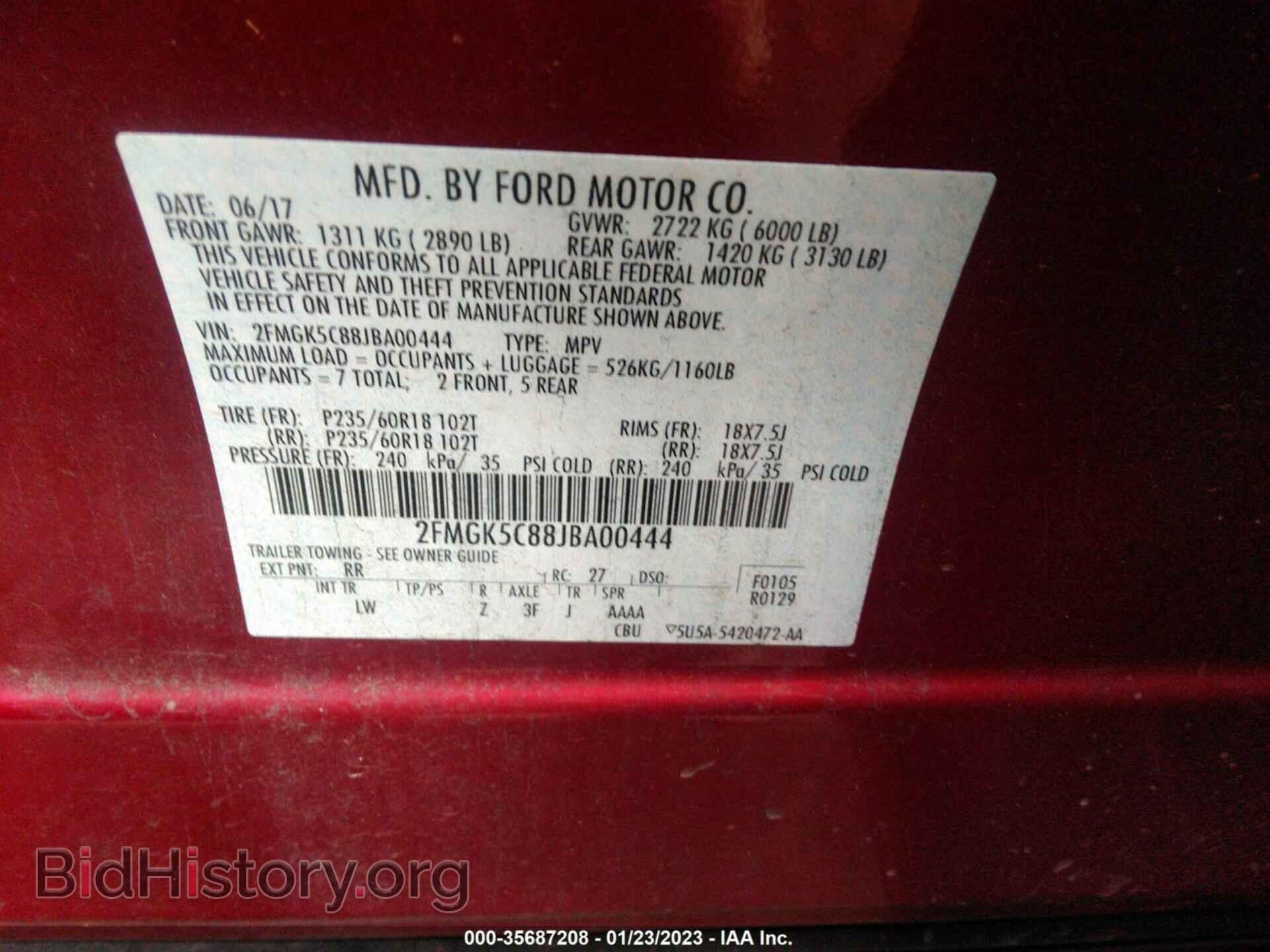2018 FORD FLEX - VIN: 2FMGK5C88JBA00444 - Фото 9