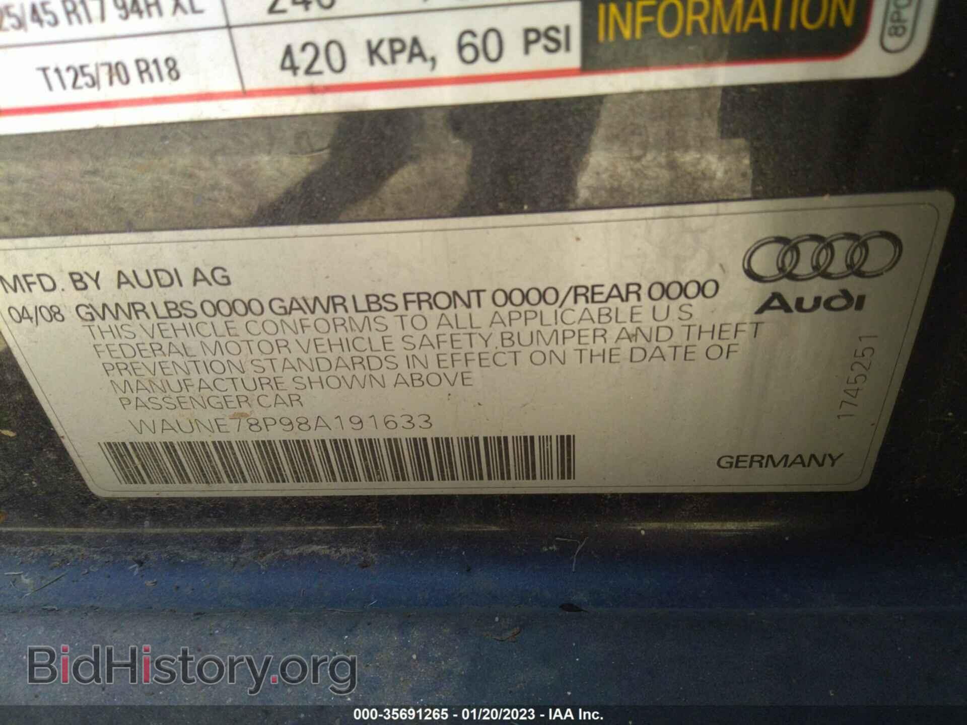 2008 AUDI A3 - VIN: WAUNE78P98A191633 - Фото 9